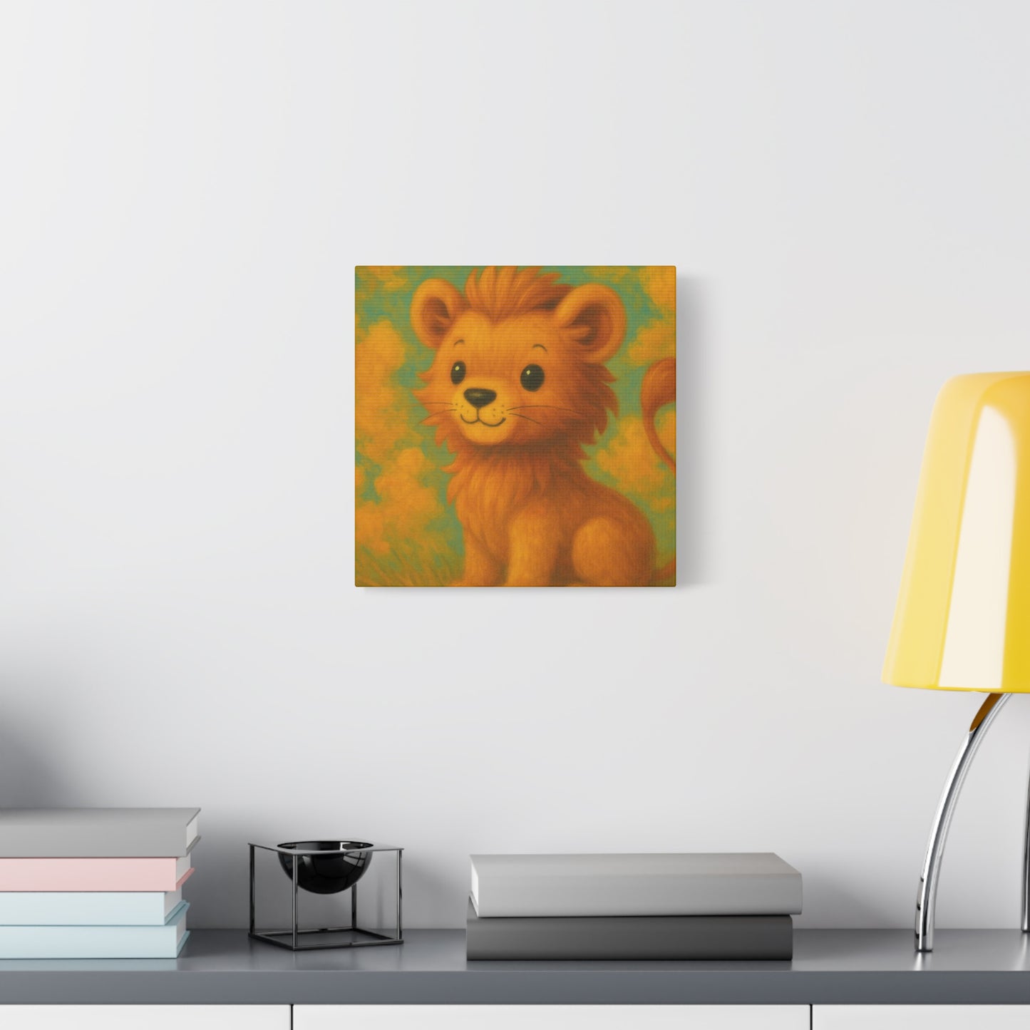 Whimsical Lion Canvas Wall Art, Nursery Decor, Kids Room Decoration, Cute Animal Print, Baby Shower Gift, Playroom Art