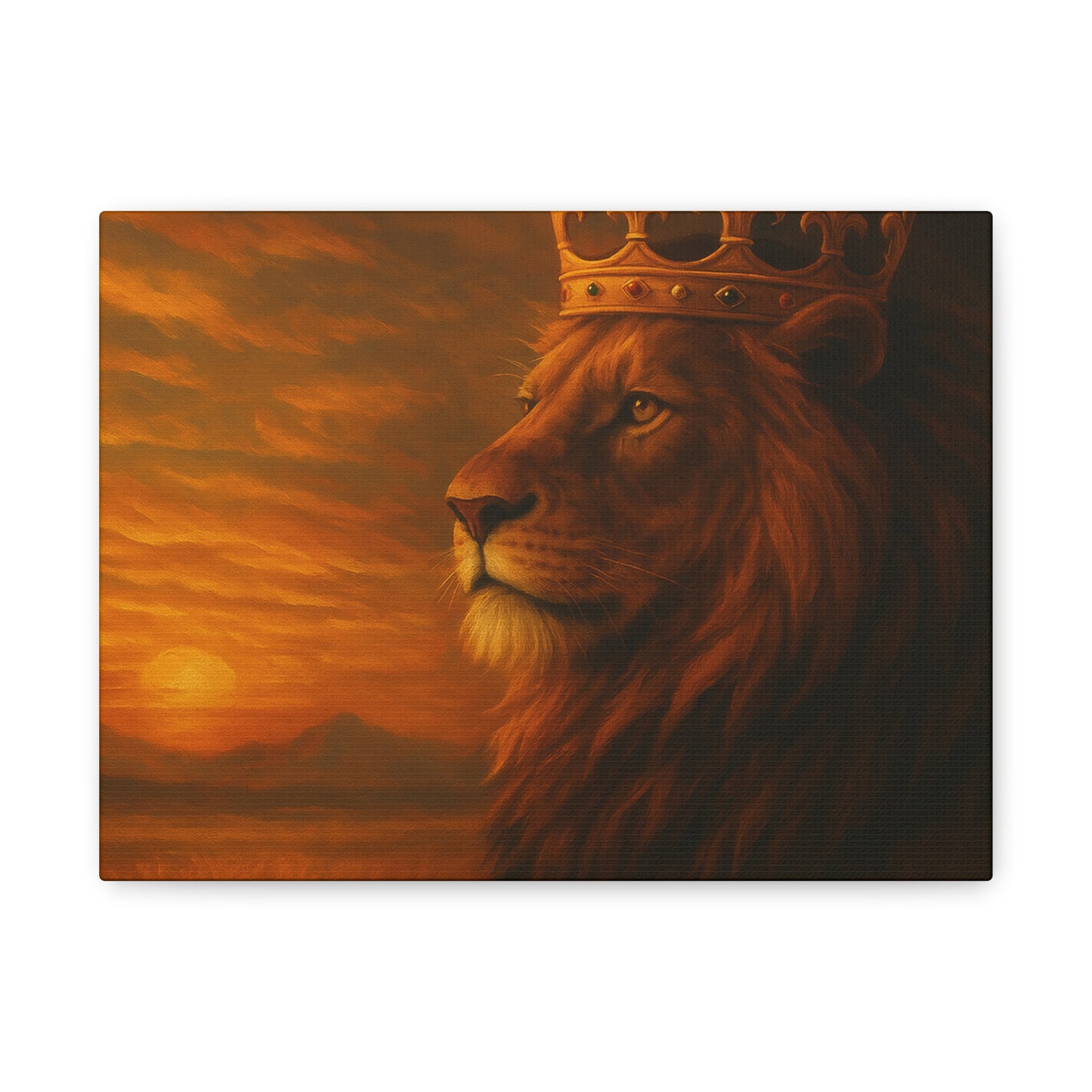 Majestic Lion Canvas Print, Animal Wall Art, Home Decor, Crowned Lion Artwork, Gift for Animal Lovers, Safari Themed Room