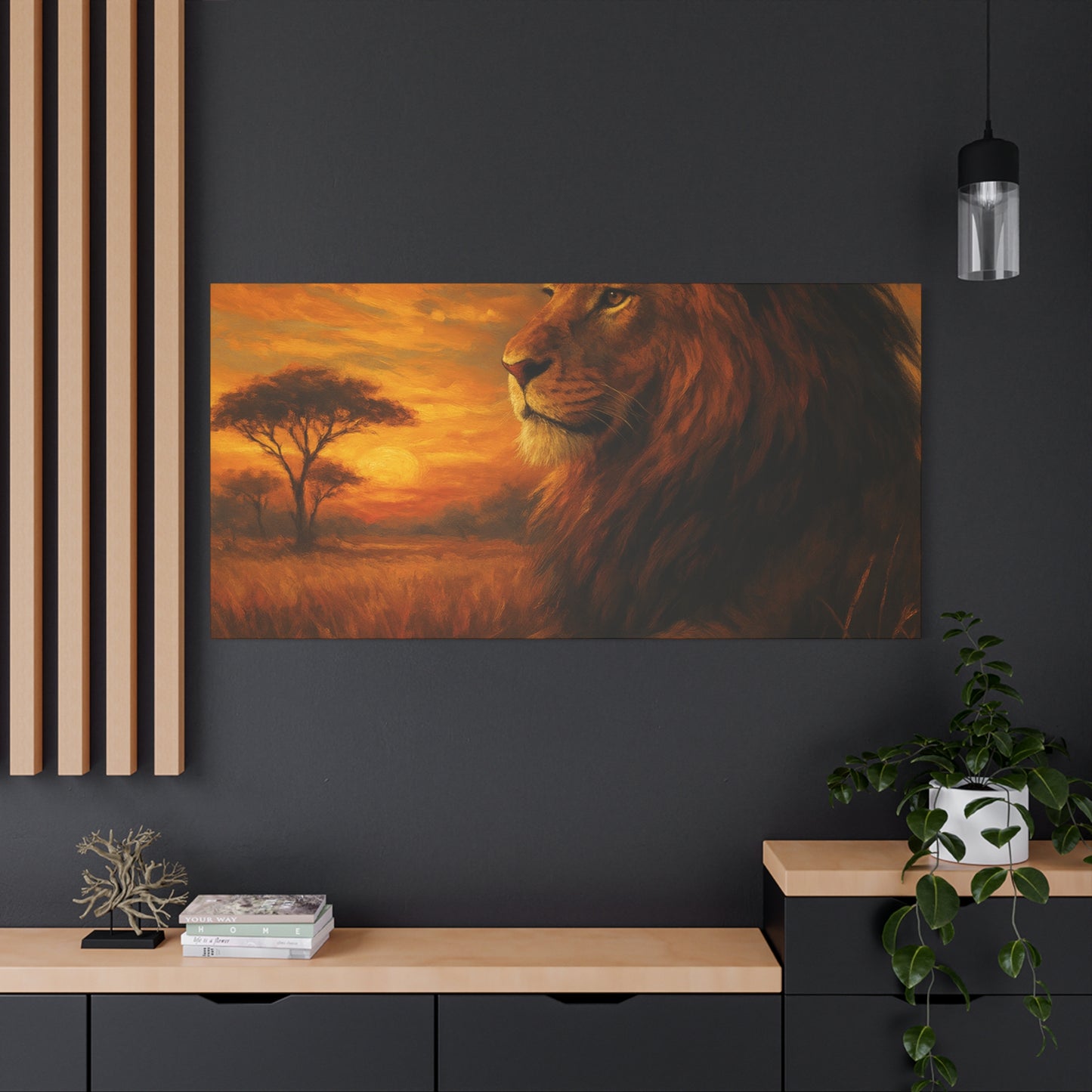 King of the Savanna - Lion Sunset Canvas