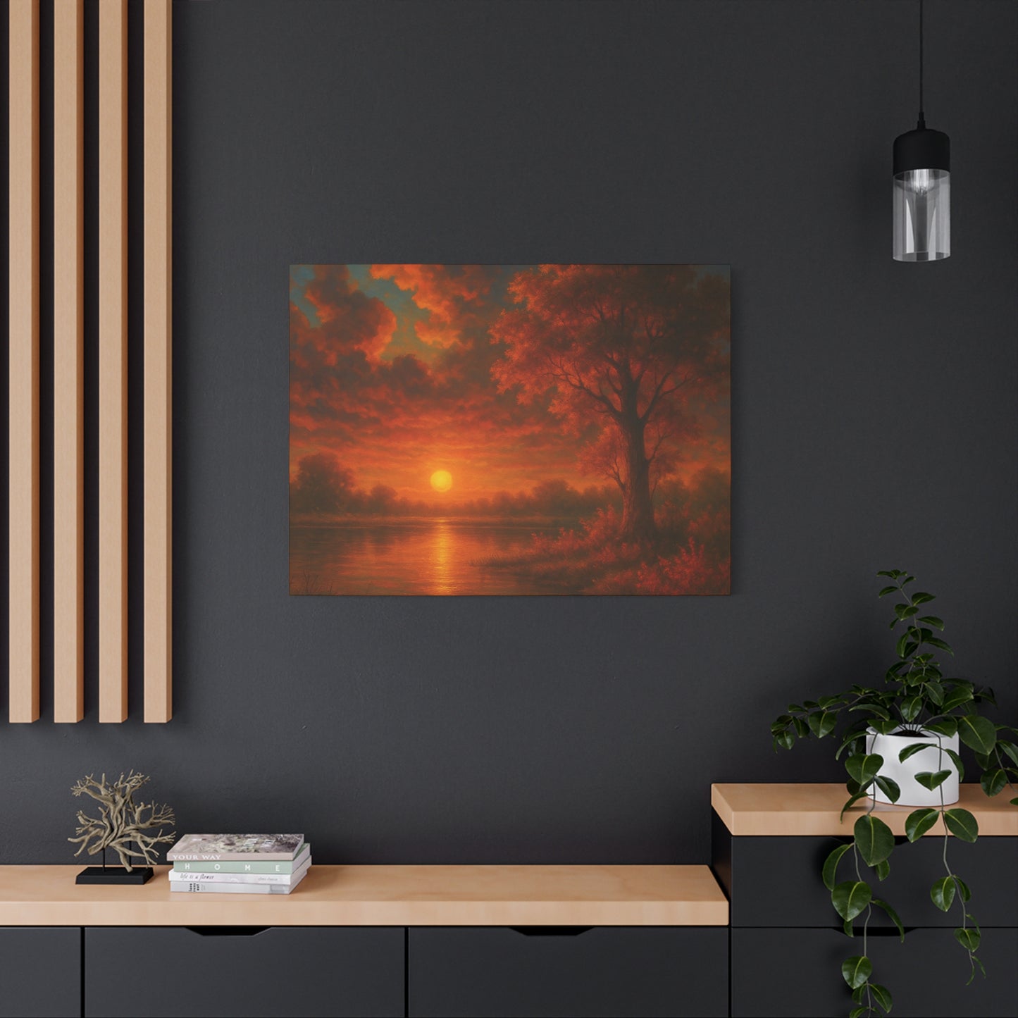 Serene Sunset Canvas Wall Art, Nature Decor, Home Aesthetic, Gift for Art Lovers, Inspiring Wall Hanging, Living Room Decoration