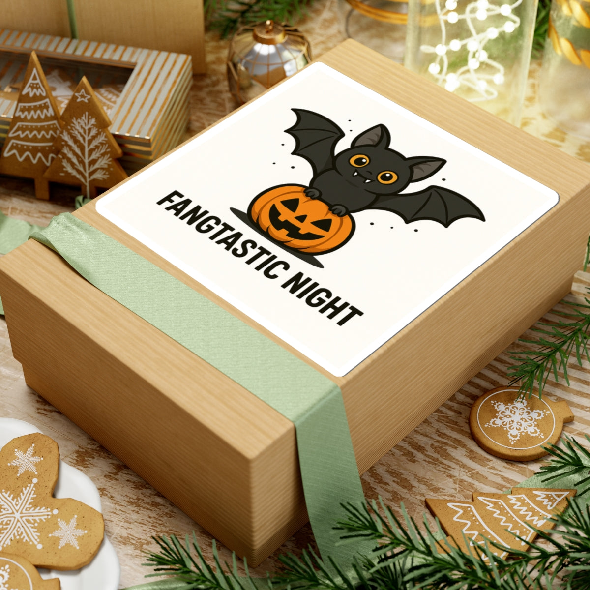 Fangtastic Night Halloween Stickers, Cute Bat Stickers, Pumpkin Decor, Spooky Season, Laptop Decor, Party Favors