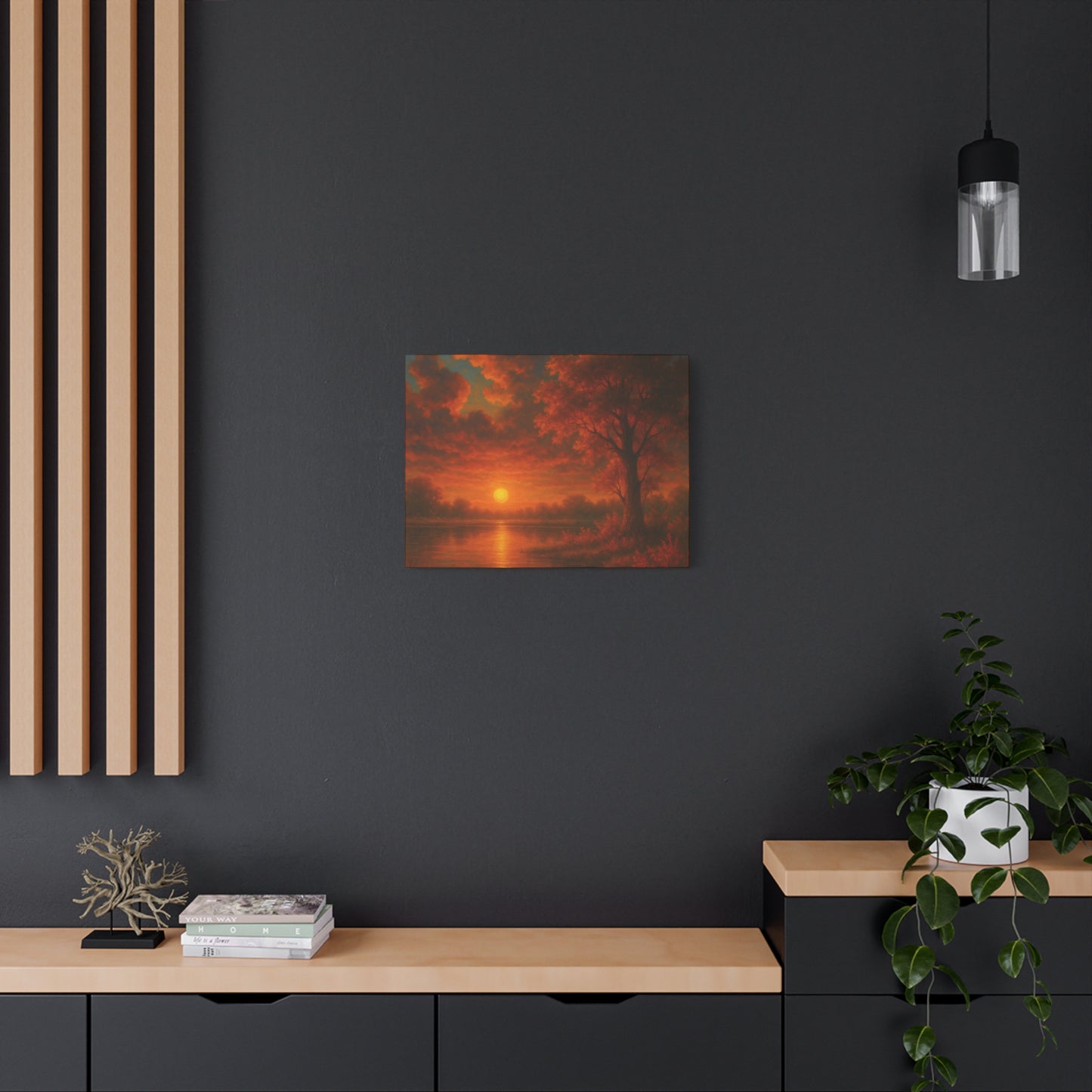 Serene Sunset Canvas Wall Art, Nature Decor, Home Aesthetic, Gift for Art Lovers, Inspiring Wall Hanging, Living Room Decoration