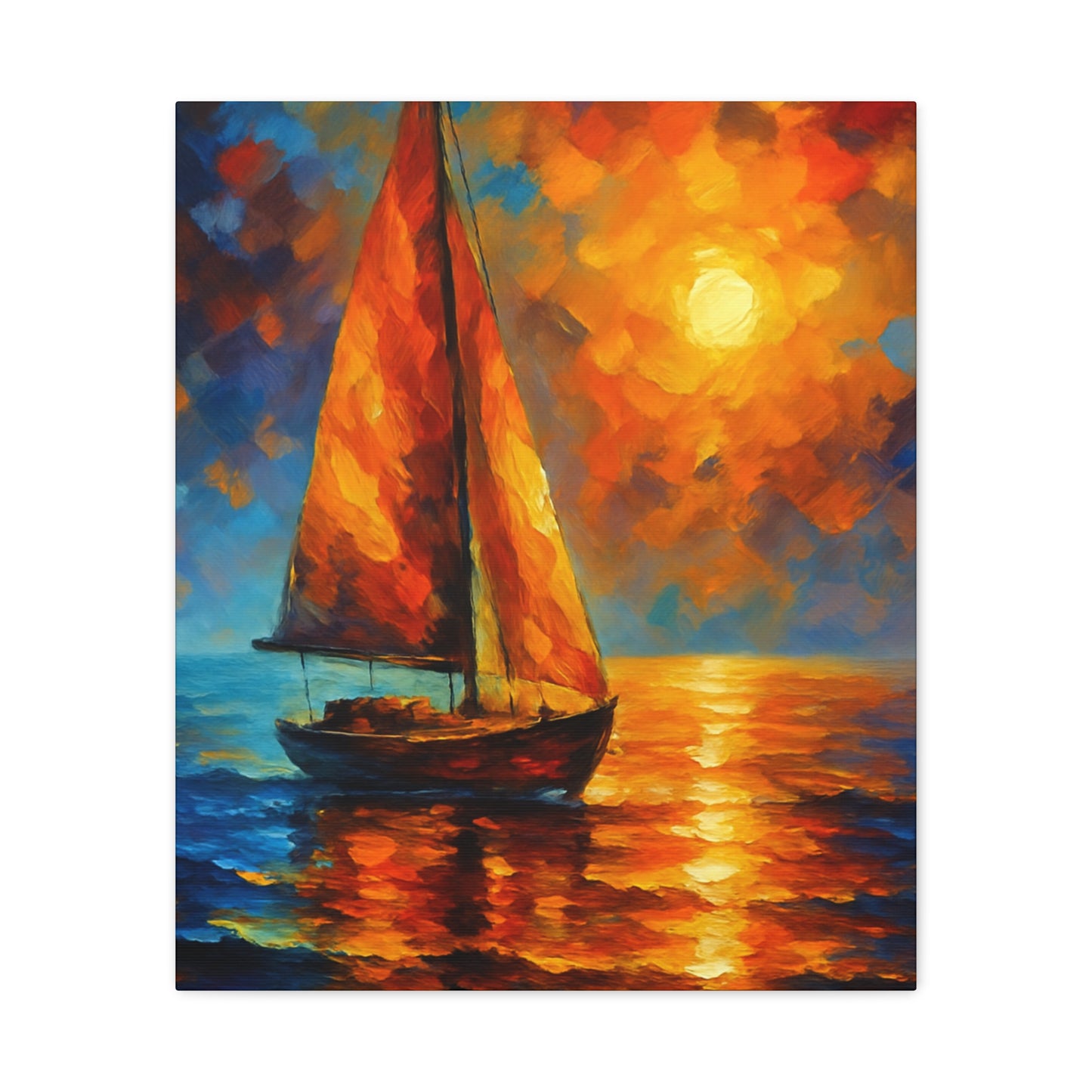 Canvas Art Print, Nautical Wall Decor, Sailboat Painting, Ocean Sunset, Home Decoration, Coastal Art