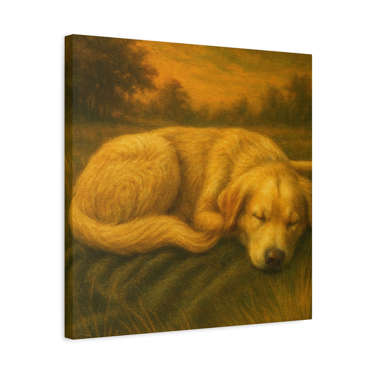 Golden Retriever Art Canvas Print, Dog Lovers Decor, Warm Home Wall Art, Gift for Pet Owners, Relaxing Pet Artwork