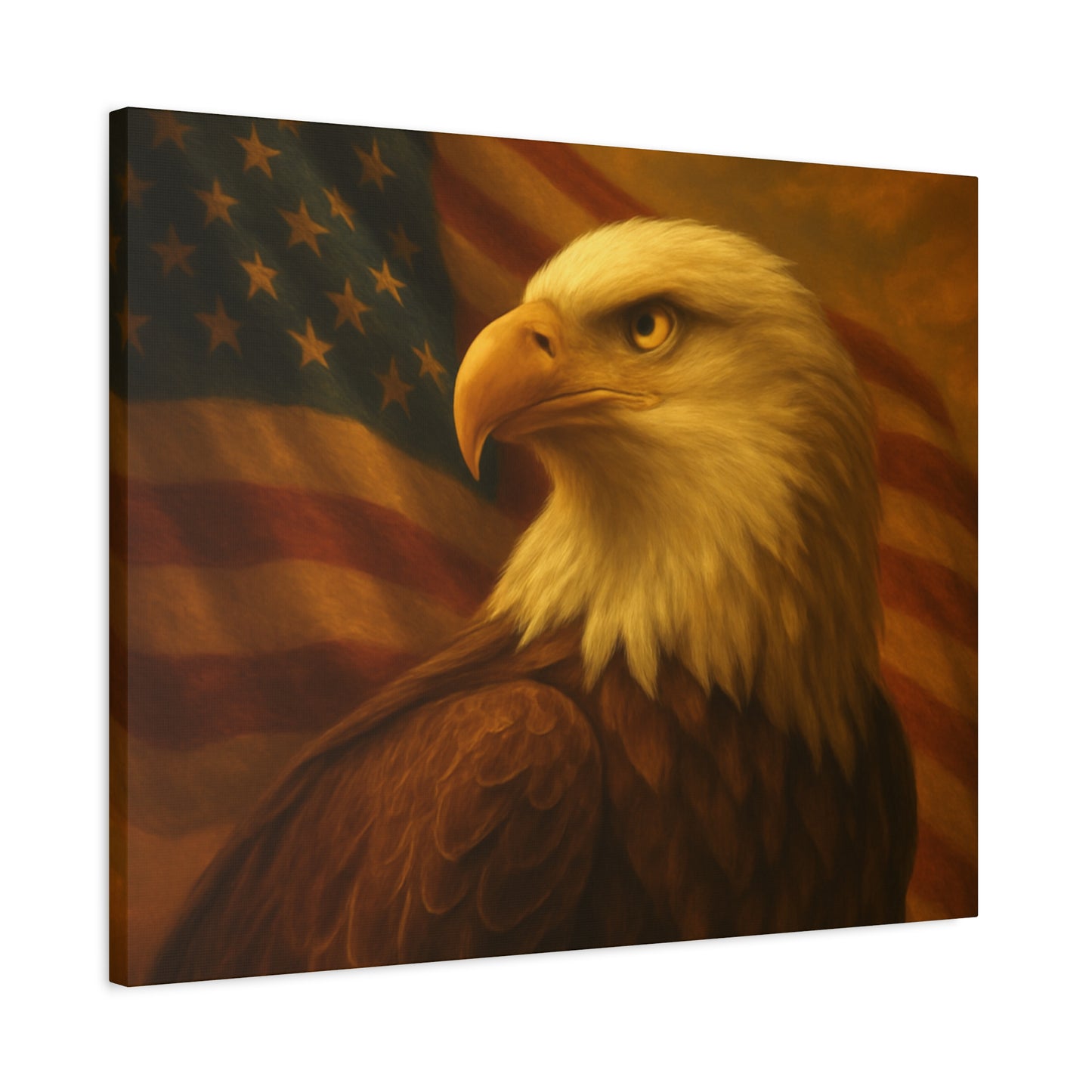 Patriotic Eagle Canvas Wall Art - American Flag Decor, Home Office, Gift for Veterans, National Holidays, Wall Decor