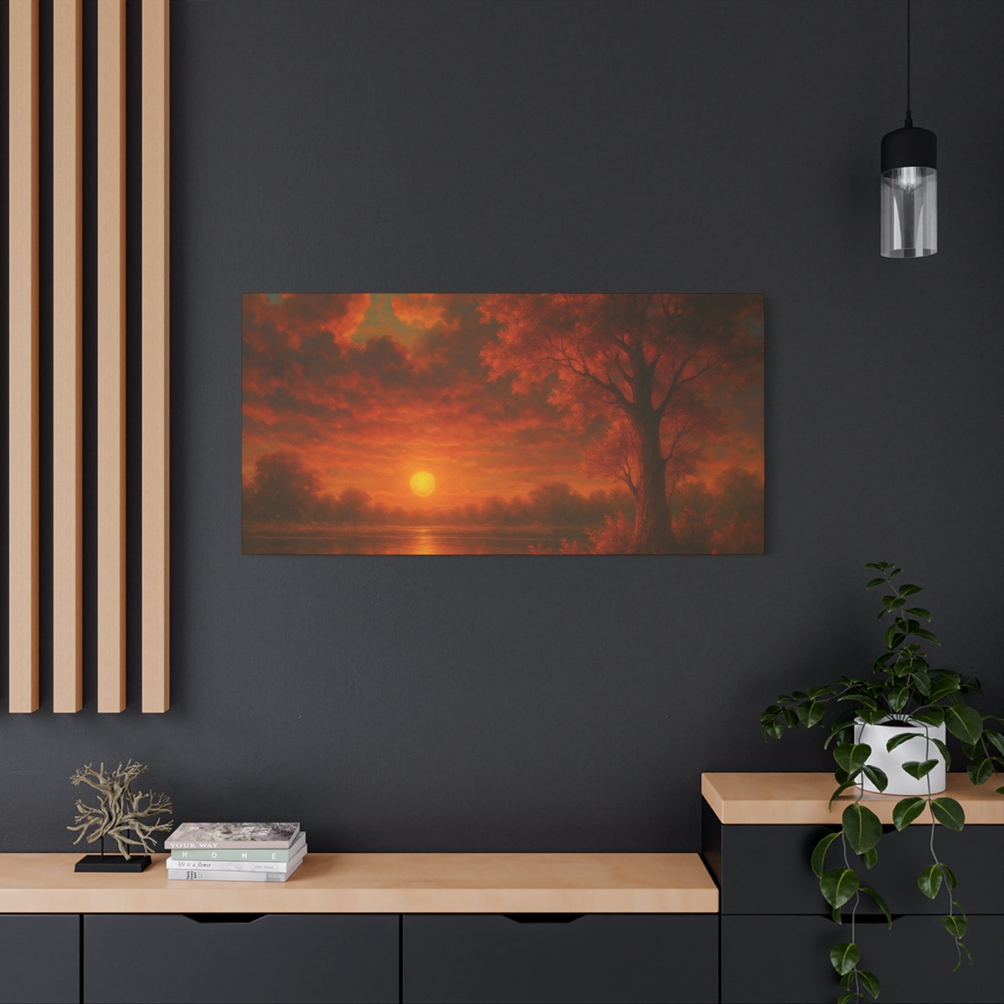 Serene Sunset Canvas Wall Art, Nature Decor, Home Aesthetic, Gift for Art Lovers, Inspiring Wall Hanging, Living Room Decoration