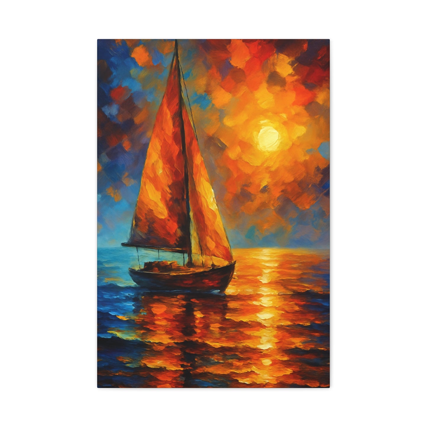 Canvas Art Print, Nautical Wall Decor, Sailboat Painting, Ocean Sunset, Home Decoration, Coastal Art