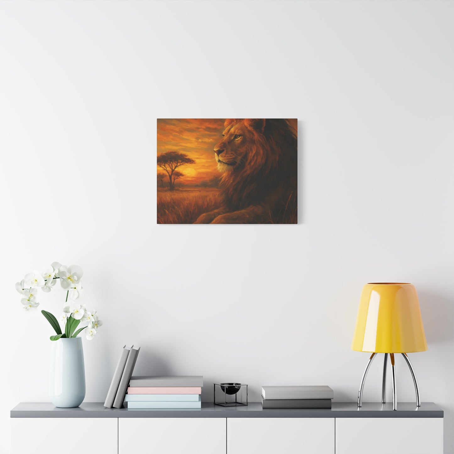 King of the Savanna - Lion Sunset Canvas