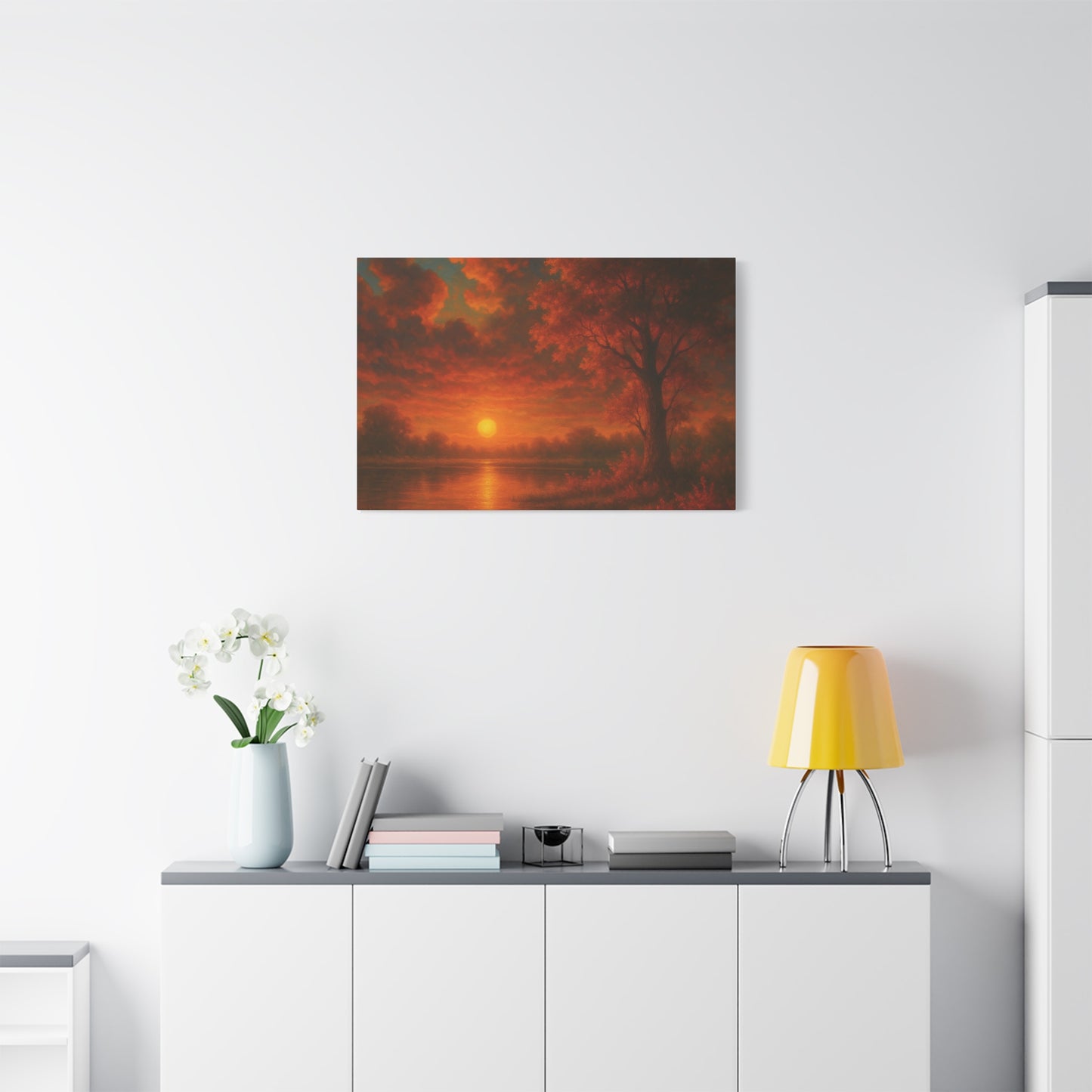 Serene Sunset Canvas Wall Art, Nature Decor, Home Aesthetic, Gift for Art Lovers, Inspiring Wall Hanging, Living Room Decoration