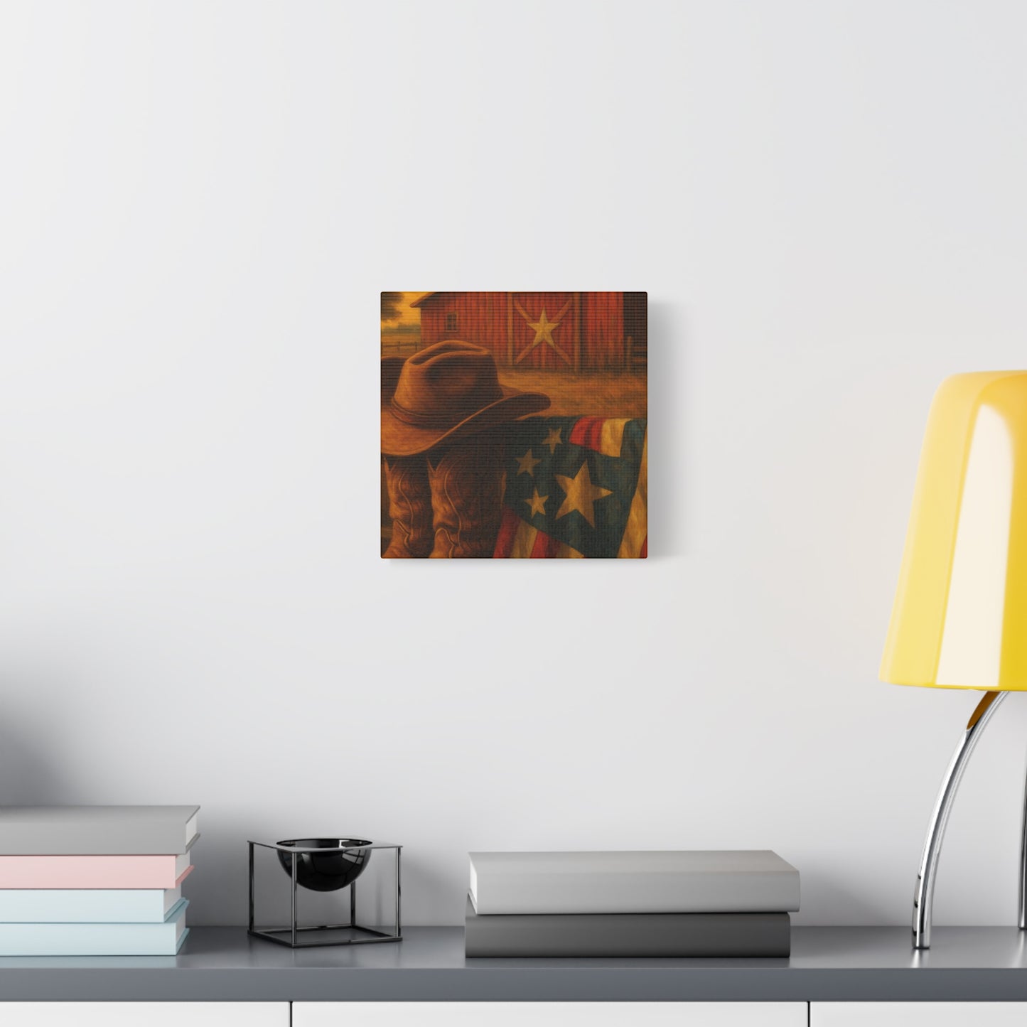 Rustic Canvas Art Print, Western Decor, Cowboy Hat and Boots, Americana Wall Art, Perfect Gift for Country Lovers
