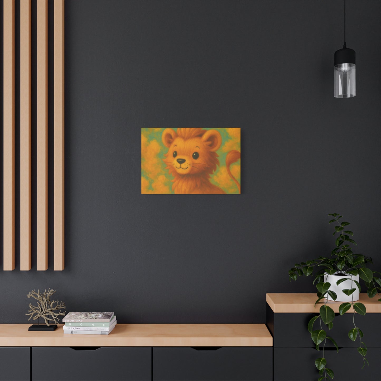 Whimsical Lion Canvas Wall Art, Nursery Decor, Kids Room Decoration, Cute Animal Print, Baby Shower Gift, Playroom Art