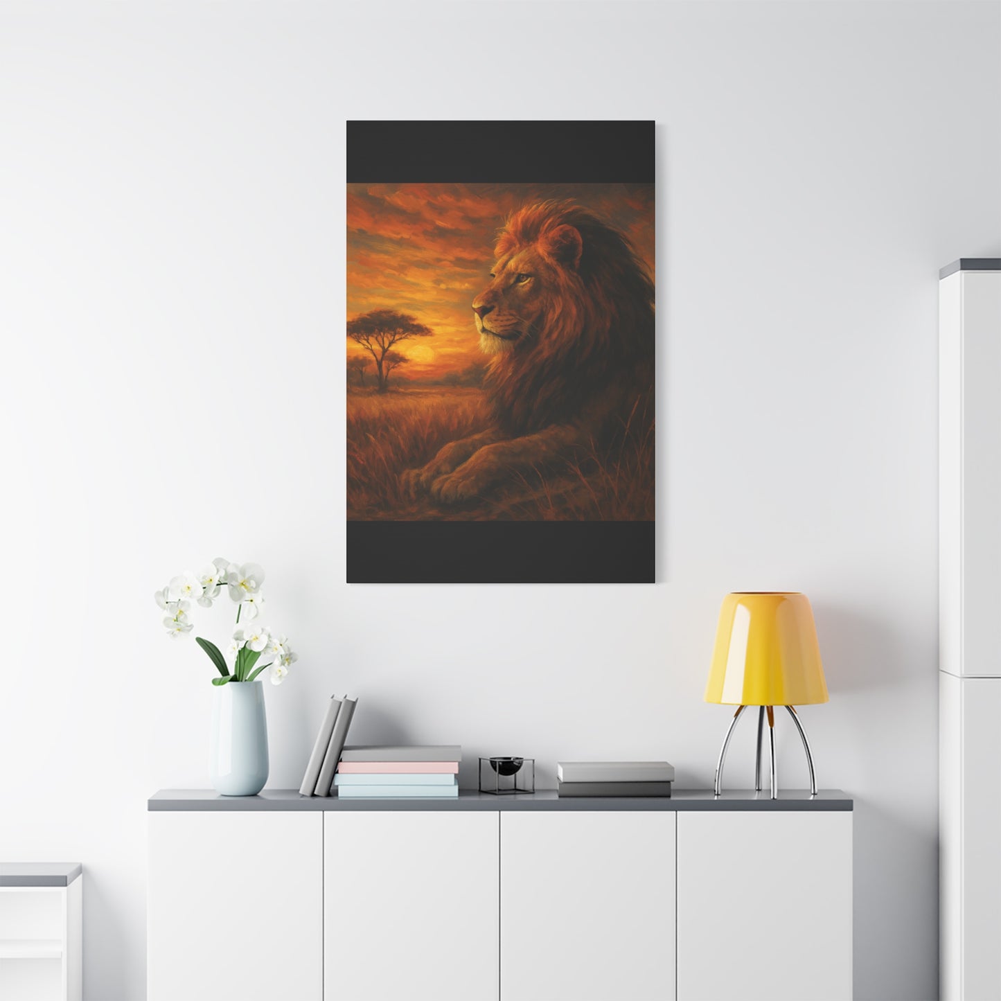 King of the Savanna - Lion Sunset Canvas