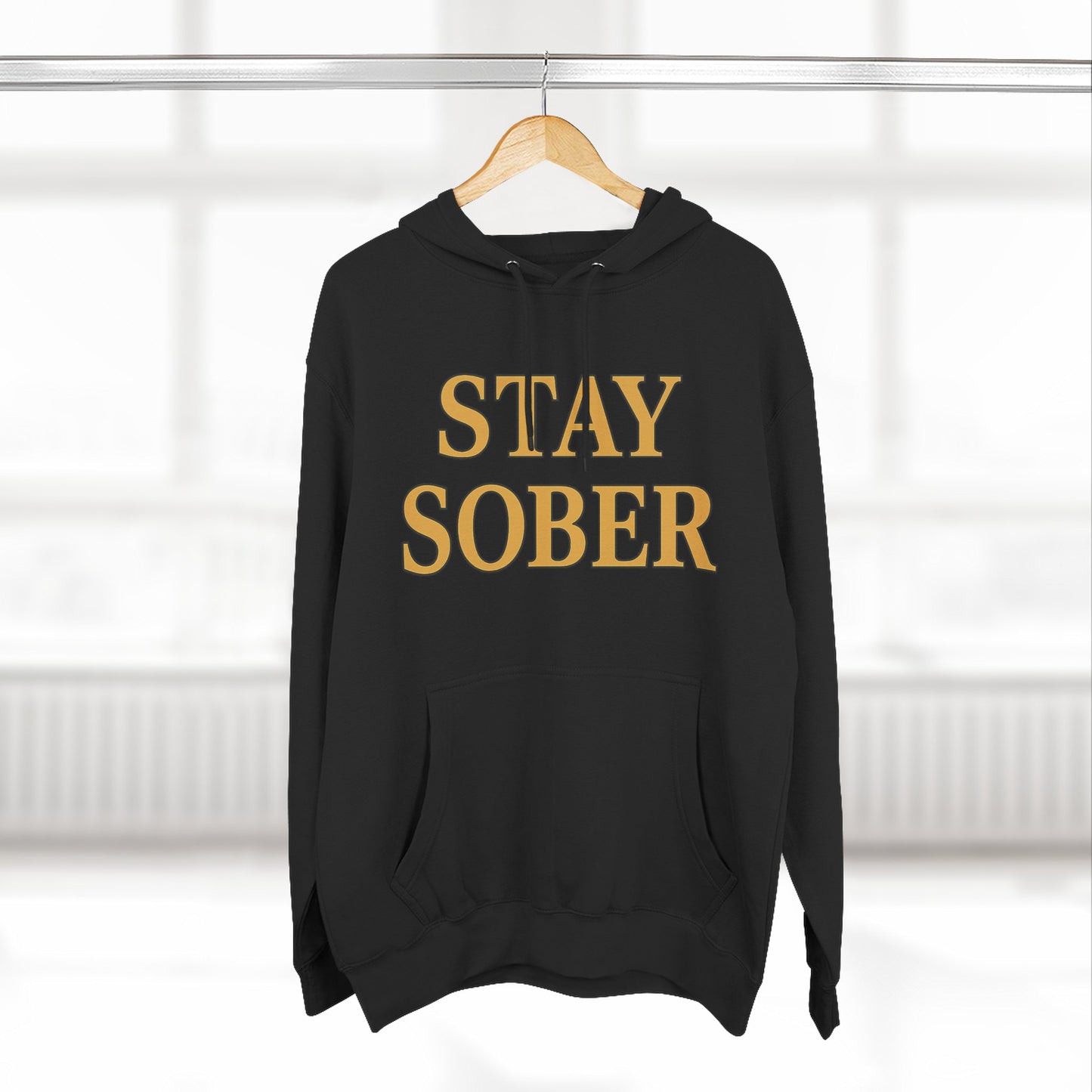 Stay Sober x Faith Hoodie – Gold & Black Christian Recovery Design