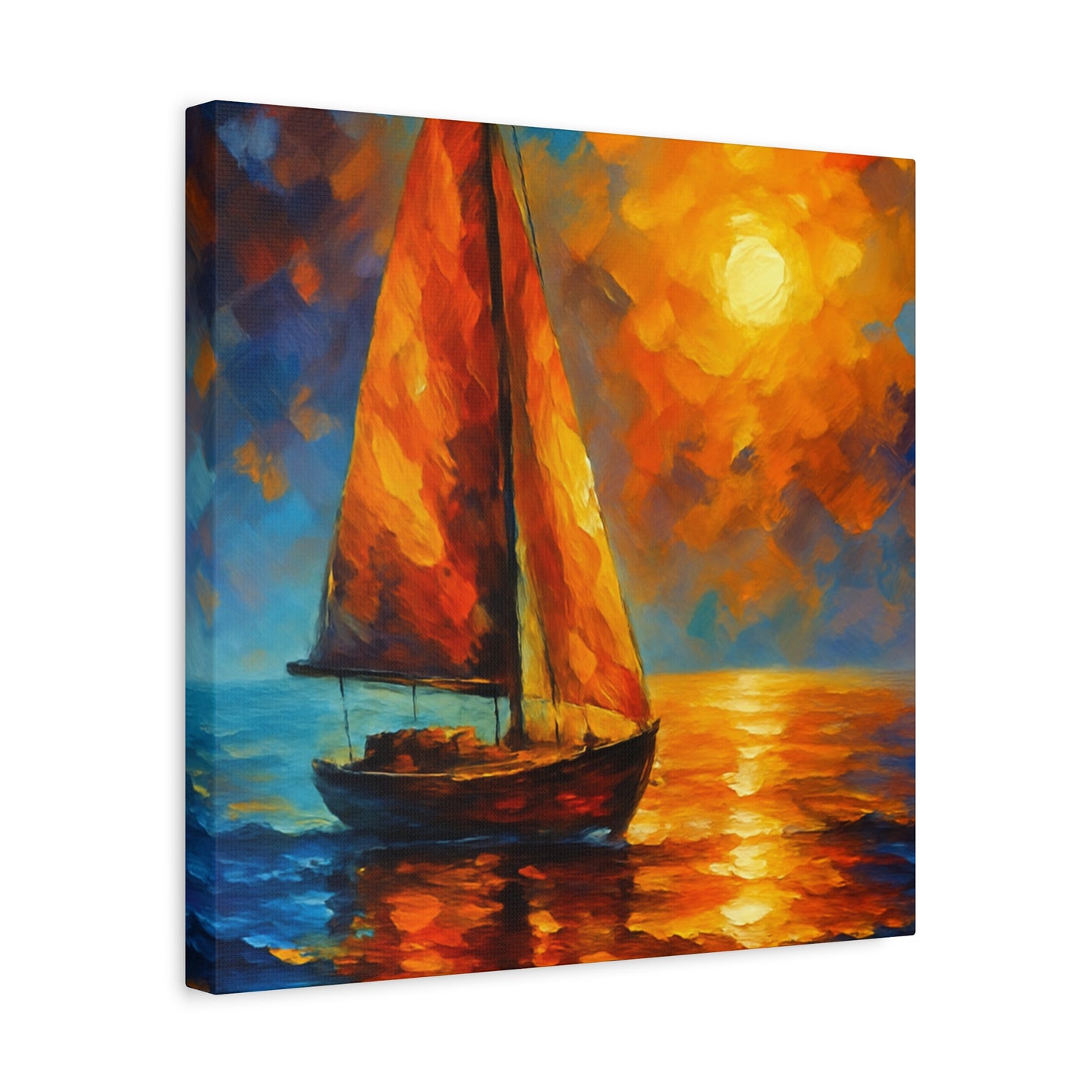 Canvas Art Print, Nautical Wall Decor, Sailboat Painting, Ocean Sunset, Home Decoration, Coastal Art