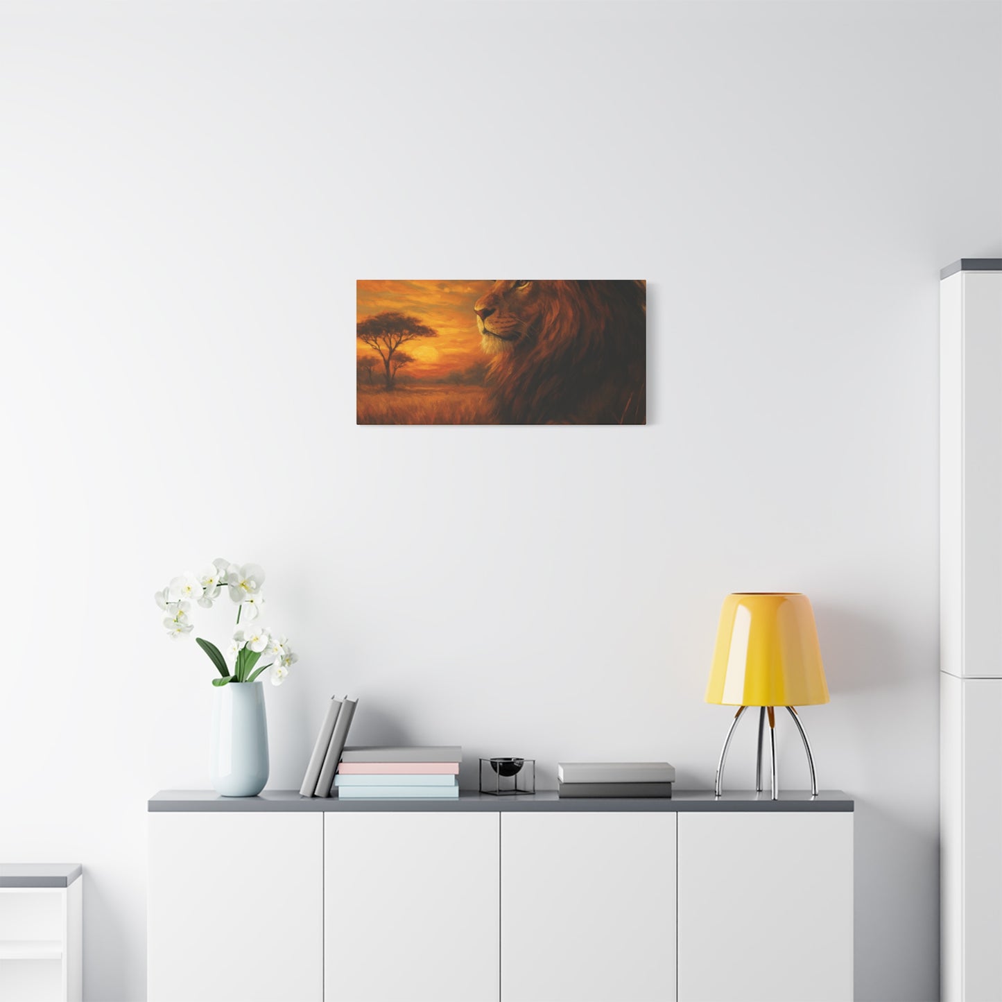King of the Savanna - Lion Sunset Canvas