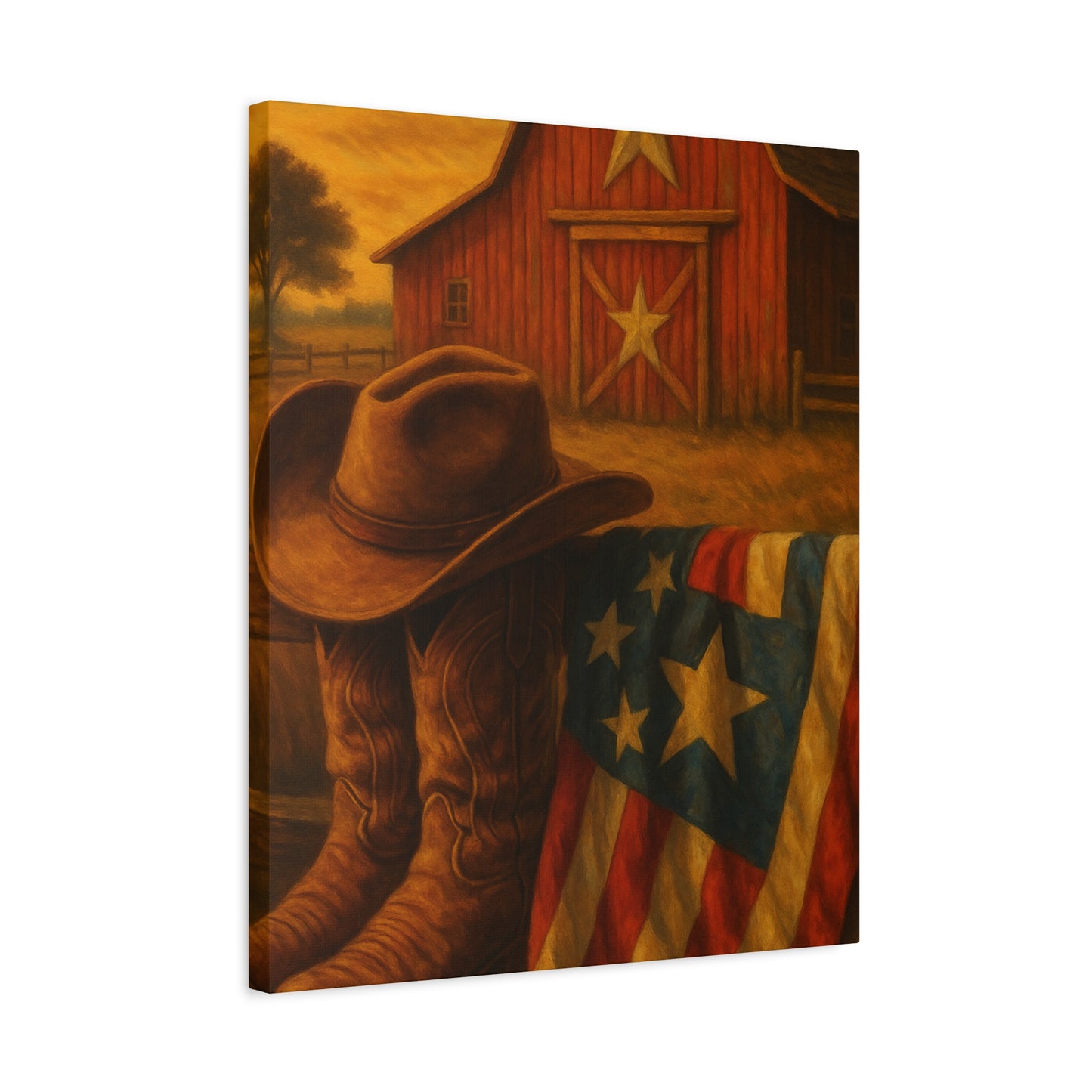 Rustic Canvas Art Print, Western Decor, Cowboy Hat and Boots, Americana Wall Art, Perfect Gift for Country Lovers