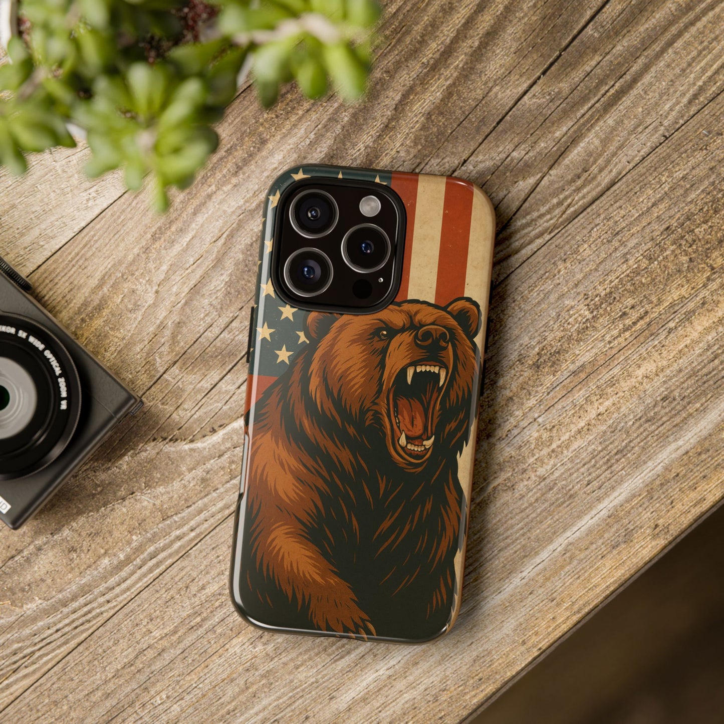 Tough Cases - Patriotic Bear Phone Case, Custom Phone Cover, Strong Protective Case, USA Flag Design, Gift for Outdoors Lovers