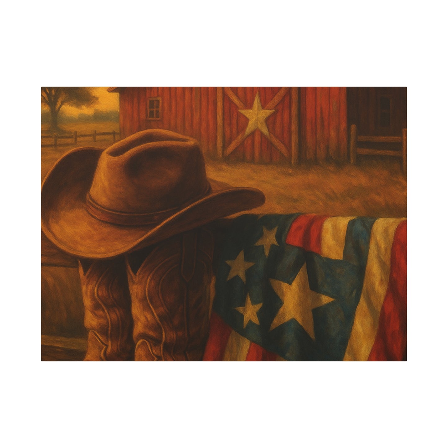 Rustic Canvas Art Print, Western Decor, Cowboy Hat and Boots, Americana Wall Art, Perfect Gift for Country Lovers