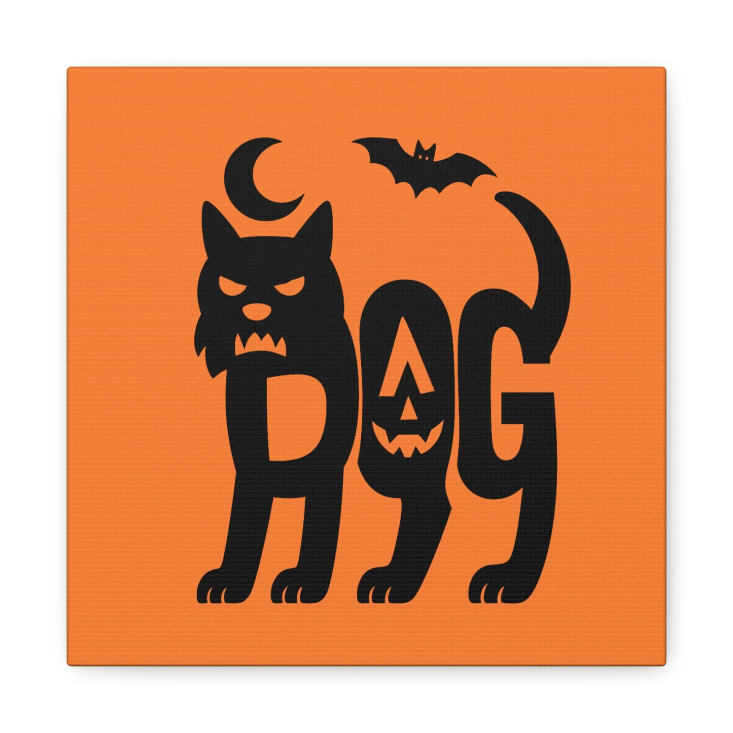 Halloween Black Cat Canvas Art, Fall Home Decor, Spooky Wall Art, Dog Pumpkin Print, Gift for Cat Lovers