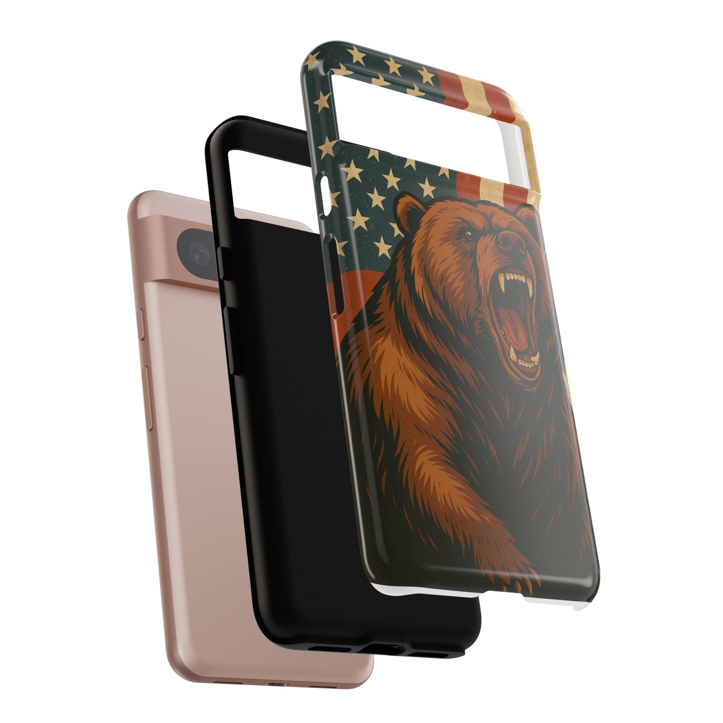 Tough Cases - Patriotic Bear Phone Case, Custom Phone Cover, Strong Protective Case, USA Flag Design, Gift for Outdoors Lovers