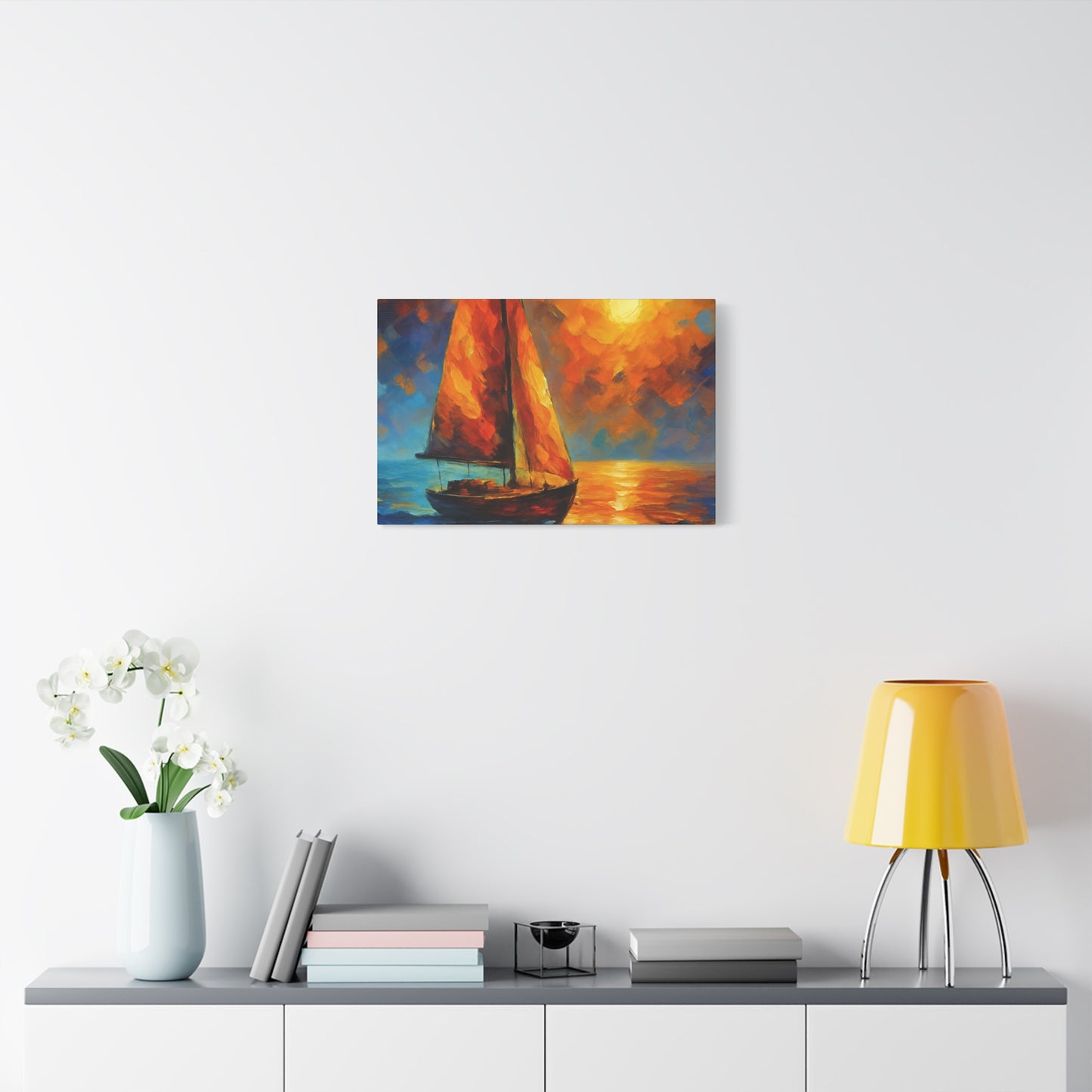 Canvas Art Print, Nautical Wall Decor, Sailboat Painting, Ocean Sunset, Home Decoration, Coastal Art
