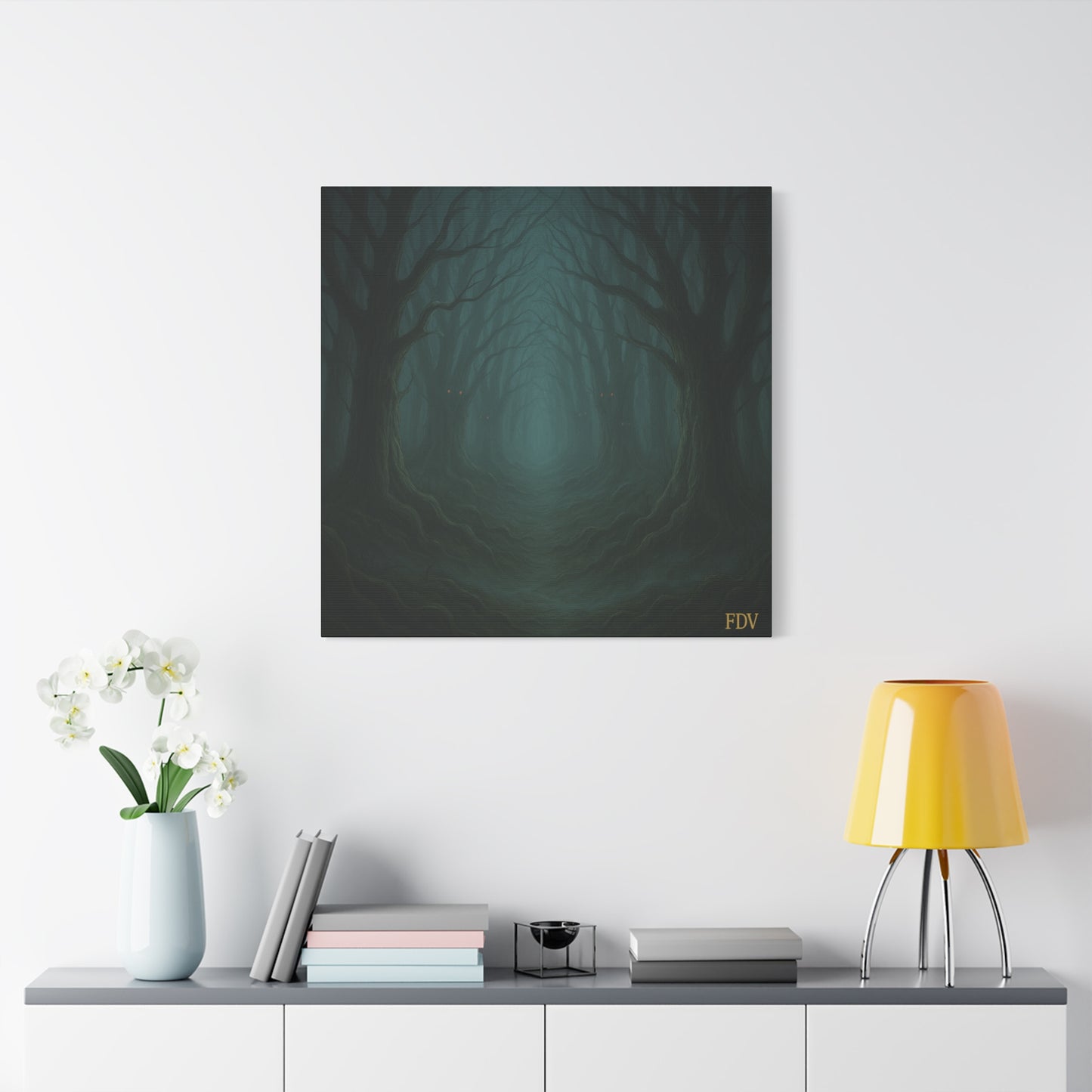Eerie Forest Canvas Art, Spooky Home Decor, Dark Wall Hanging, Halloween Wall Art, Unique Gift for Nature Lovers, Gothic Decor