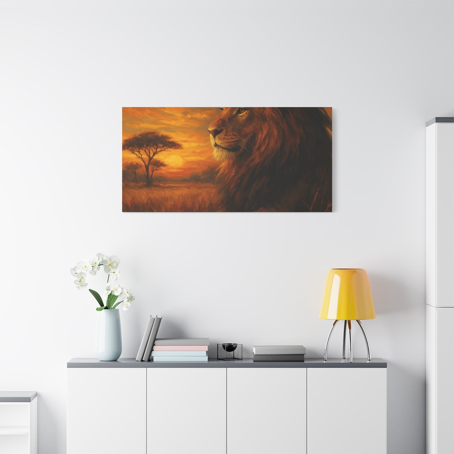 King of the Savanna - Lion Sunset Canvas