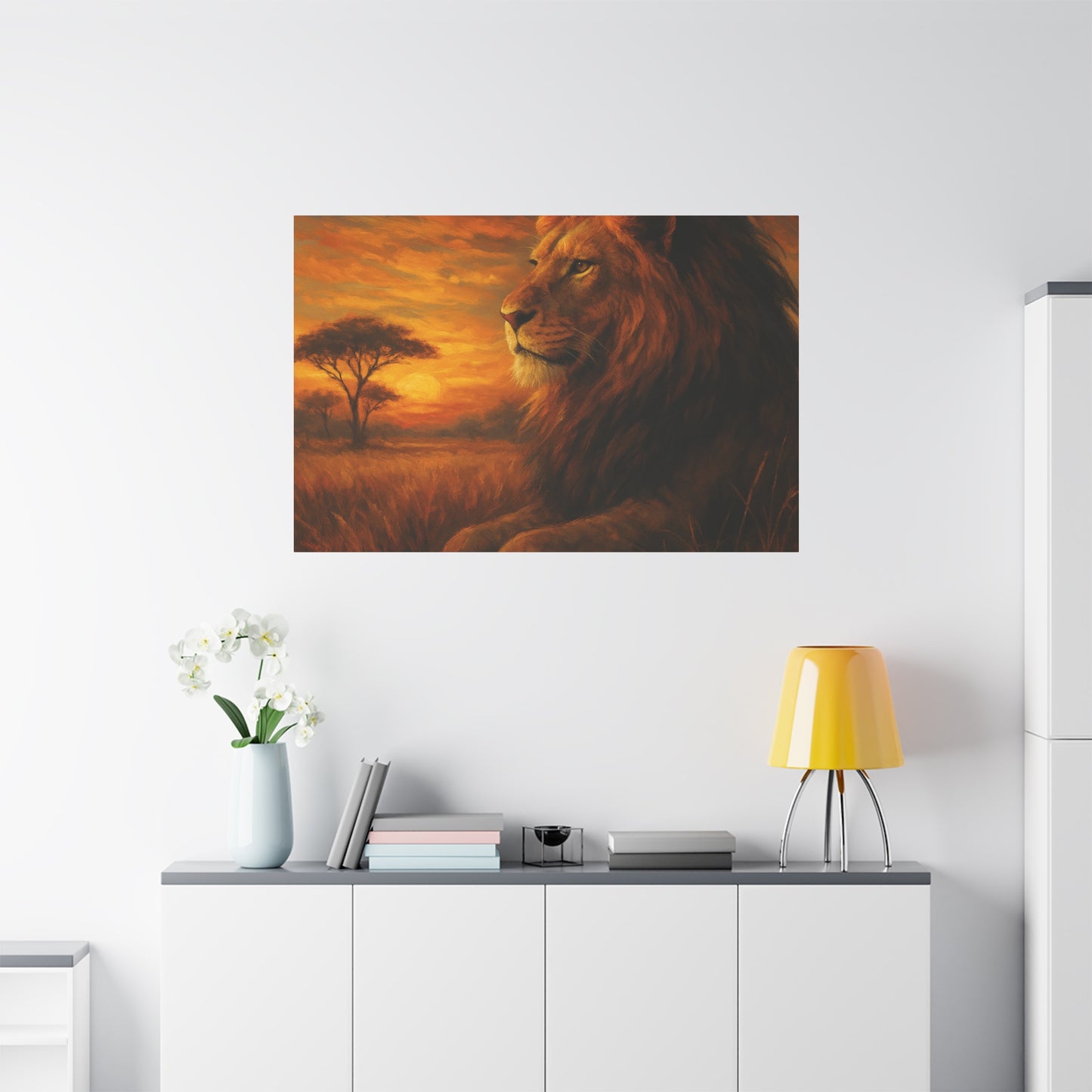King of the Savanna - Lion Sunset Canvas