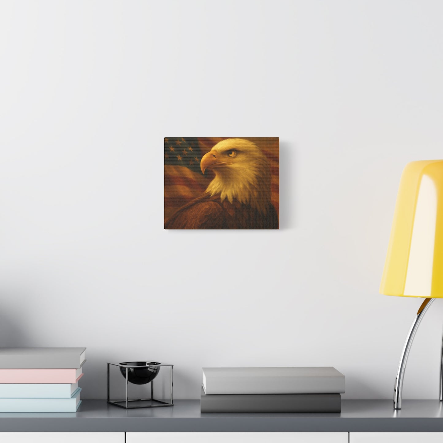 Patriotic Eagle Canvas Wall Art - American Flag Decor, Home Office, Gift for Veterans, National Holidays, Wall Decor