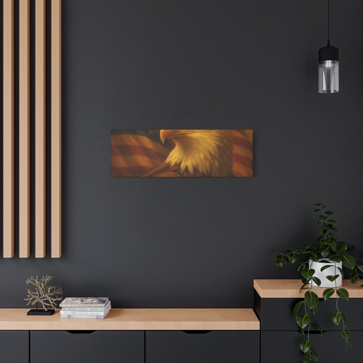 Patriotic Eagle Canvas Wall Art - American Flag Decor, Home Office, Gift for Veterans, National Holidays, Wall Decor