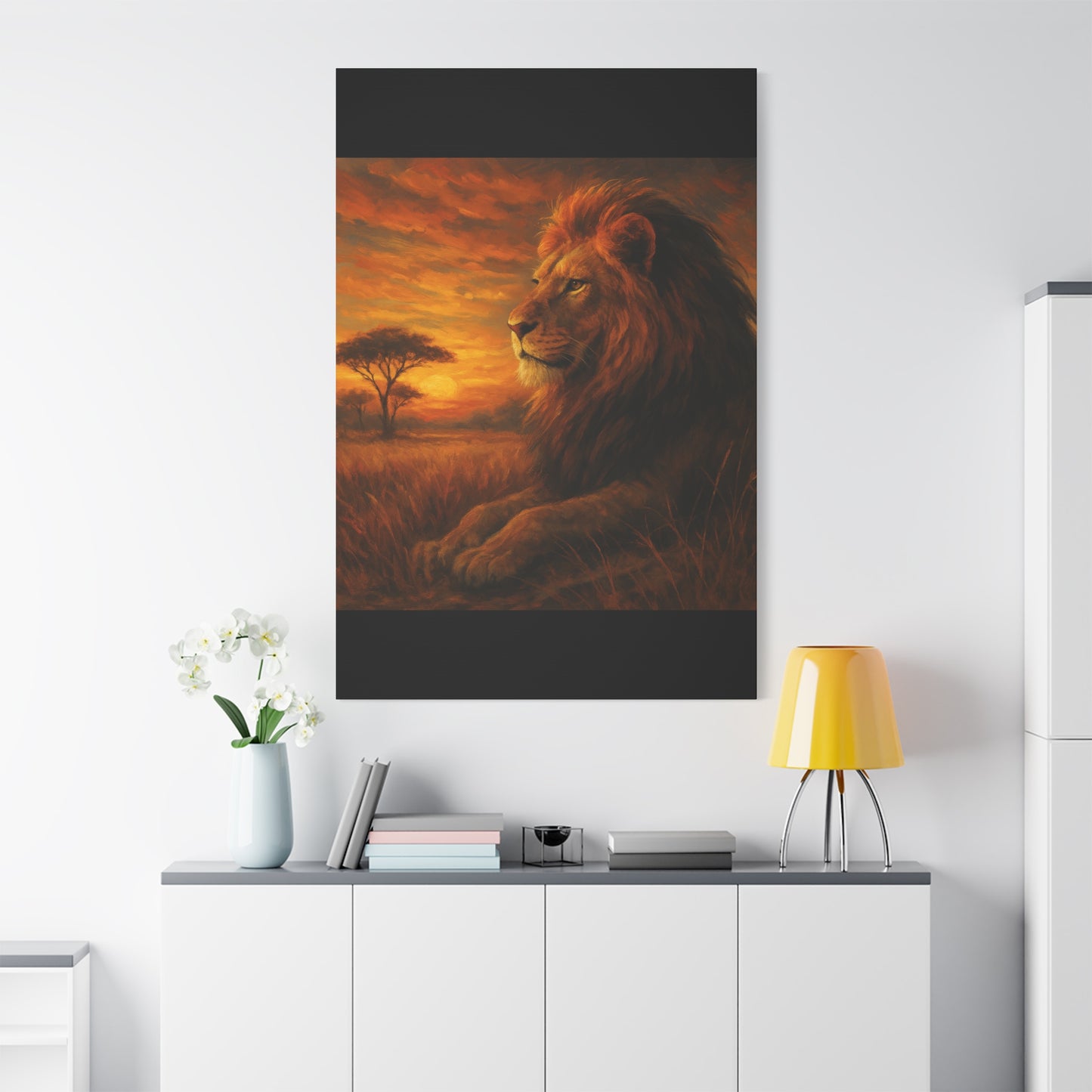 King of the Savanna - Lion Sunset Canvas