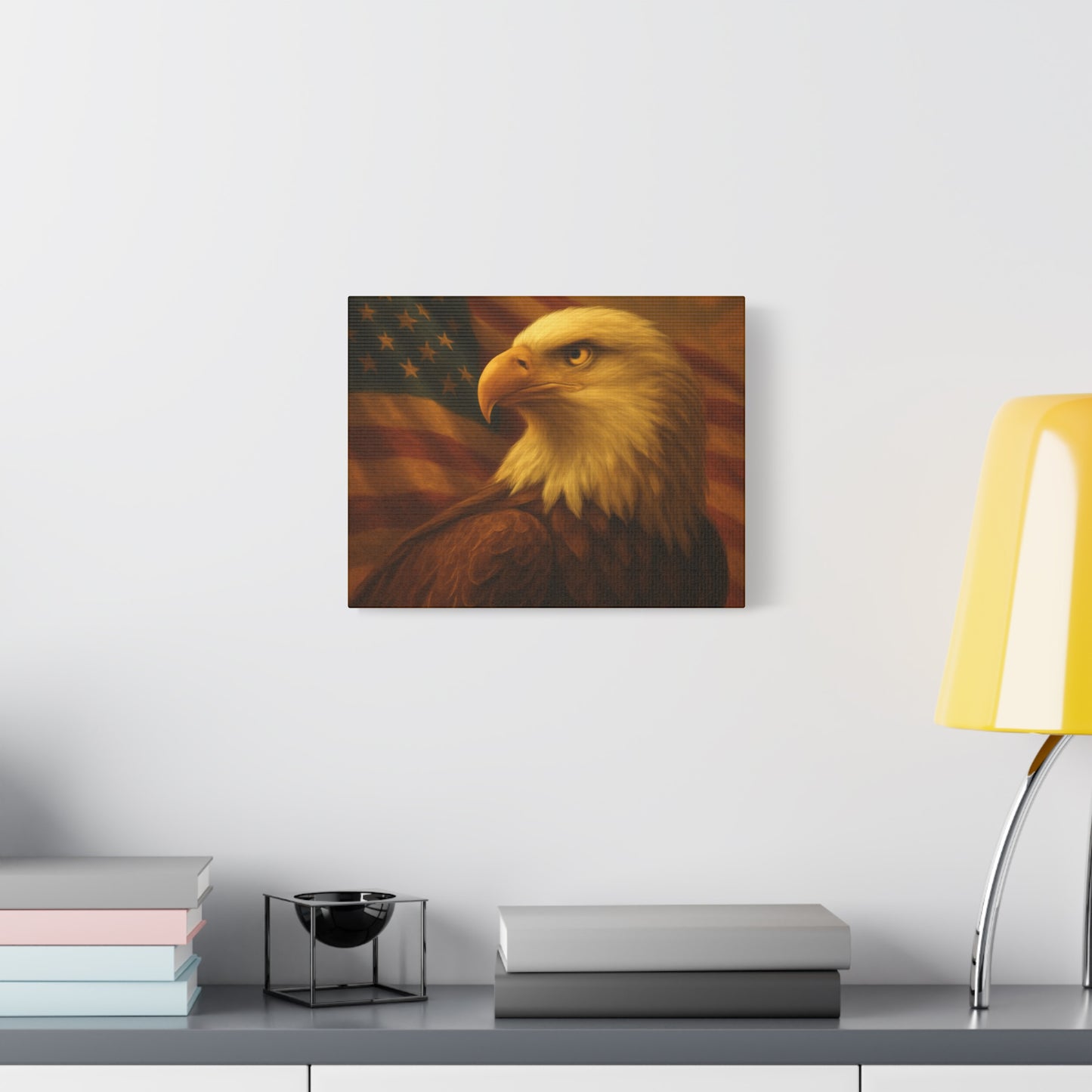 Patriotic Eagle Canvas Wall Art - American Flag Decor, Home Office, Gift for Veterans, National Holidays, Wall Decor