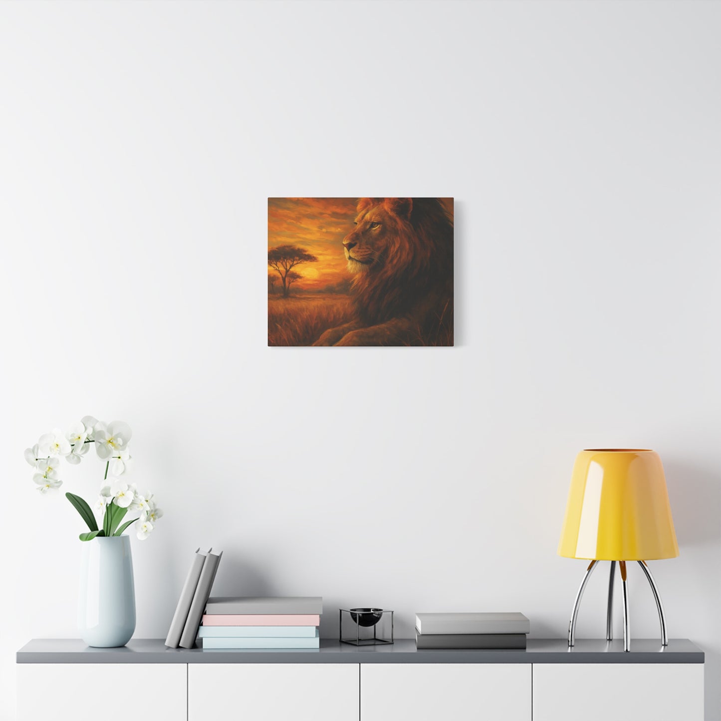 King of the Savanna - Lion Sunset Canvas