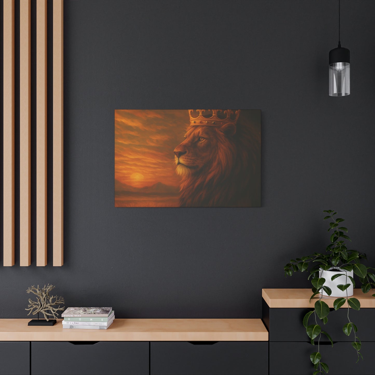 Majestic Lion Canvas Print, Animal Wall Art, Home Decor, Crowned Lion Artwork, Gift for Animal Lovers, Safari Themed Room