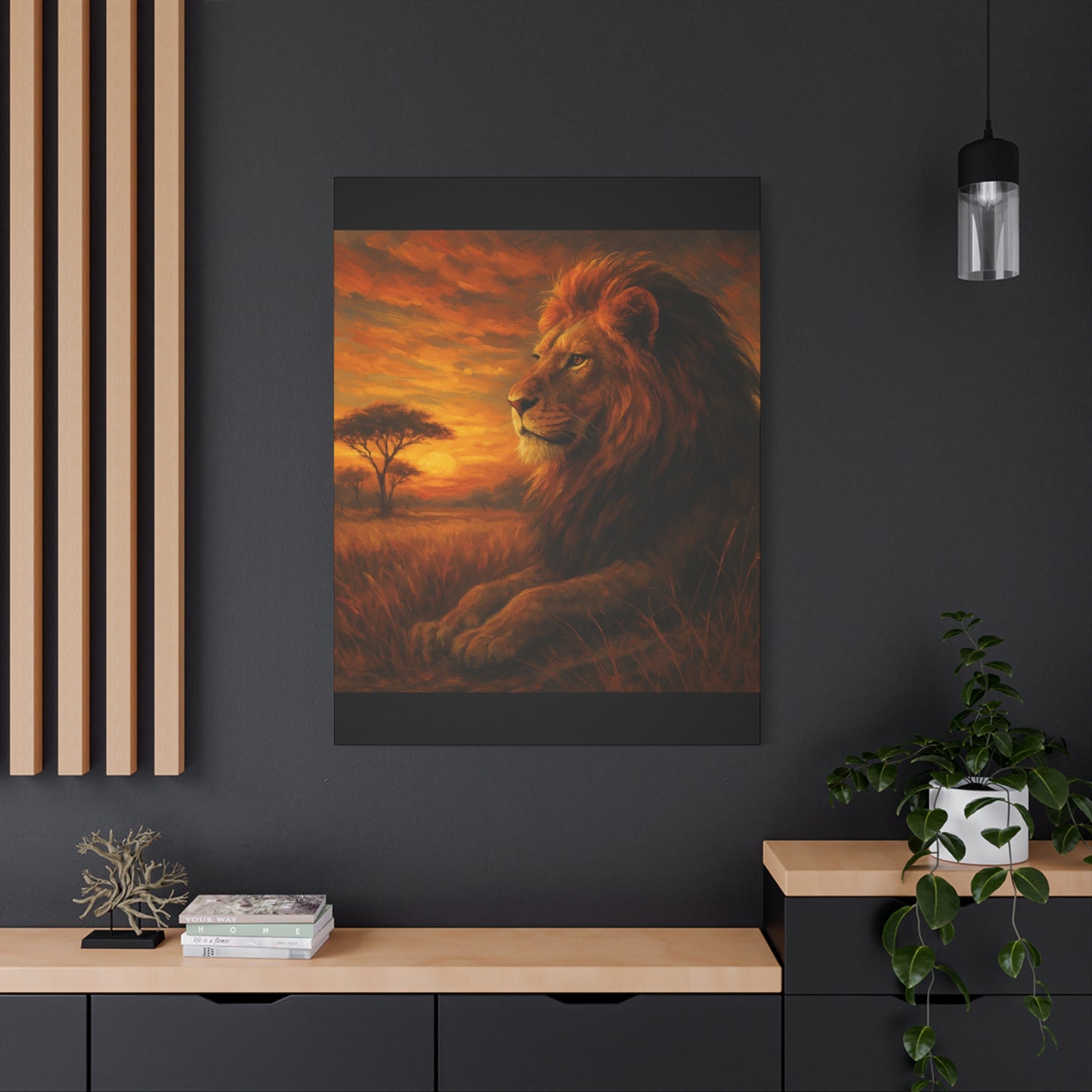 King of the Savanna - Lion Sunset Canvas