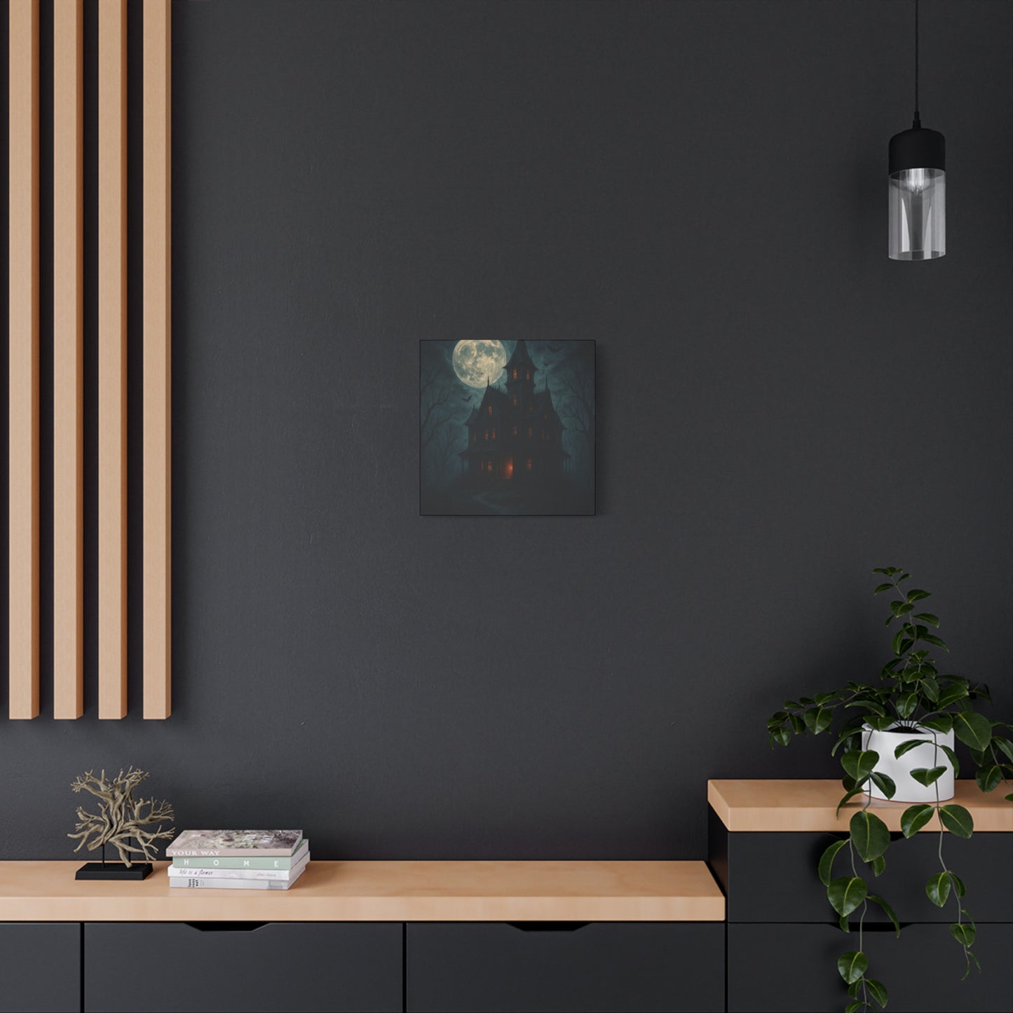 Haunted House Canvas Art Print, Gothic Wall Decor, Spooky Home Decor, Halloween Artwork, Horror Theme Decoration