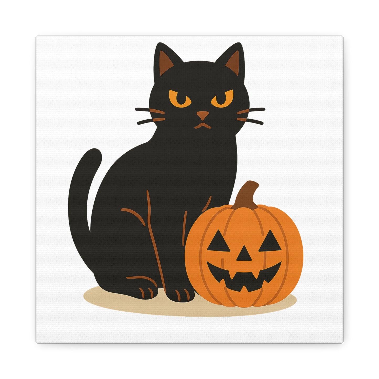 Black Cat Halloween Canvas Art, Cute Cat Wall Decor, Autumn Decor, Spooky Home Decor, Cat Lover Gift, Pumpkin Wall Art