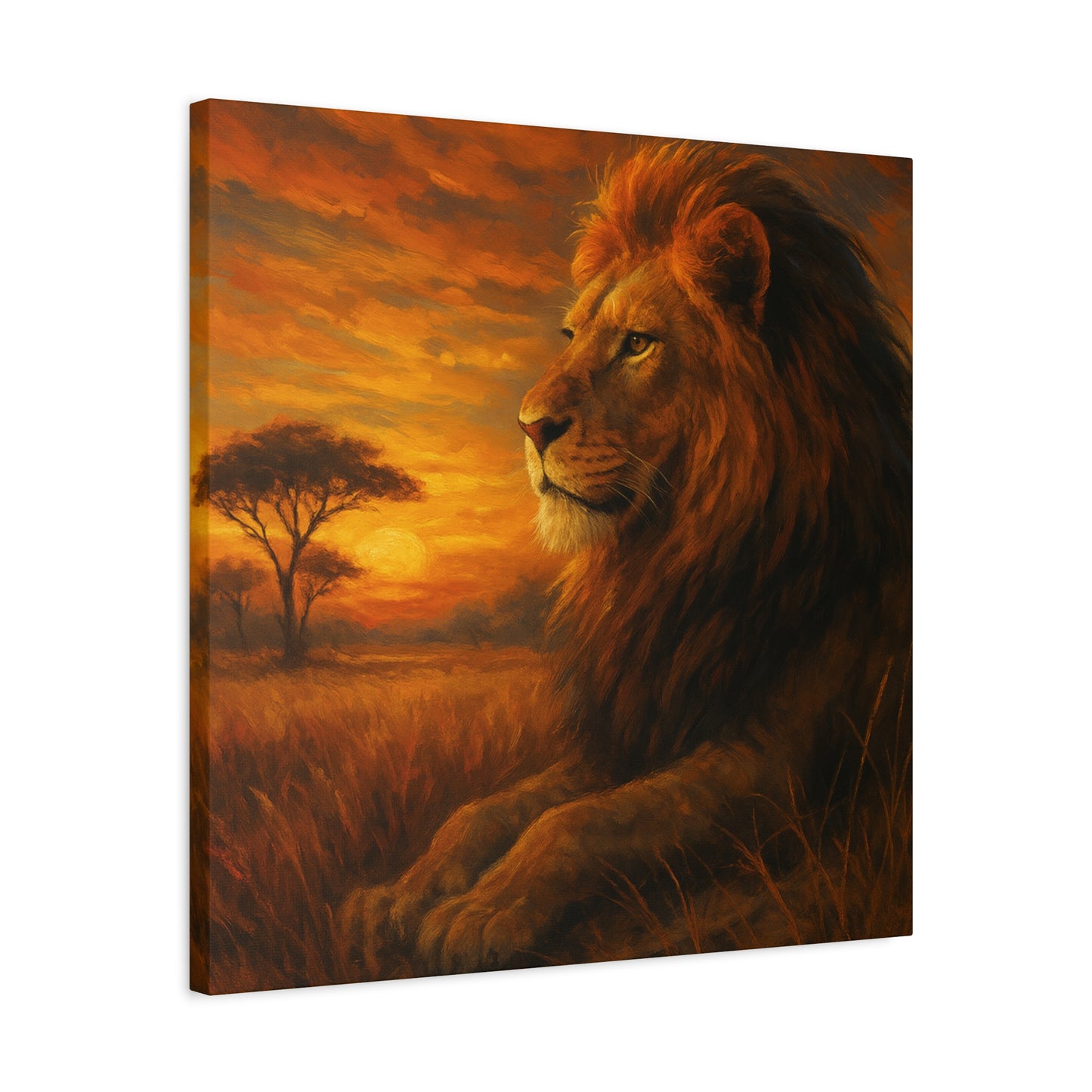 King of the Savanna - Lion Sunset Canvas
