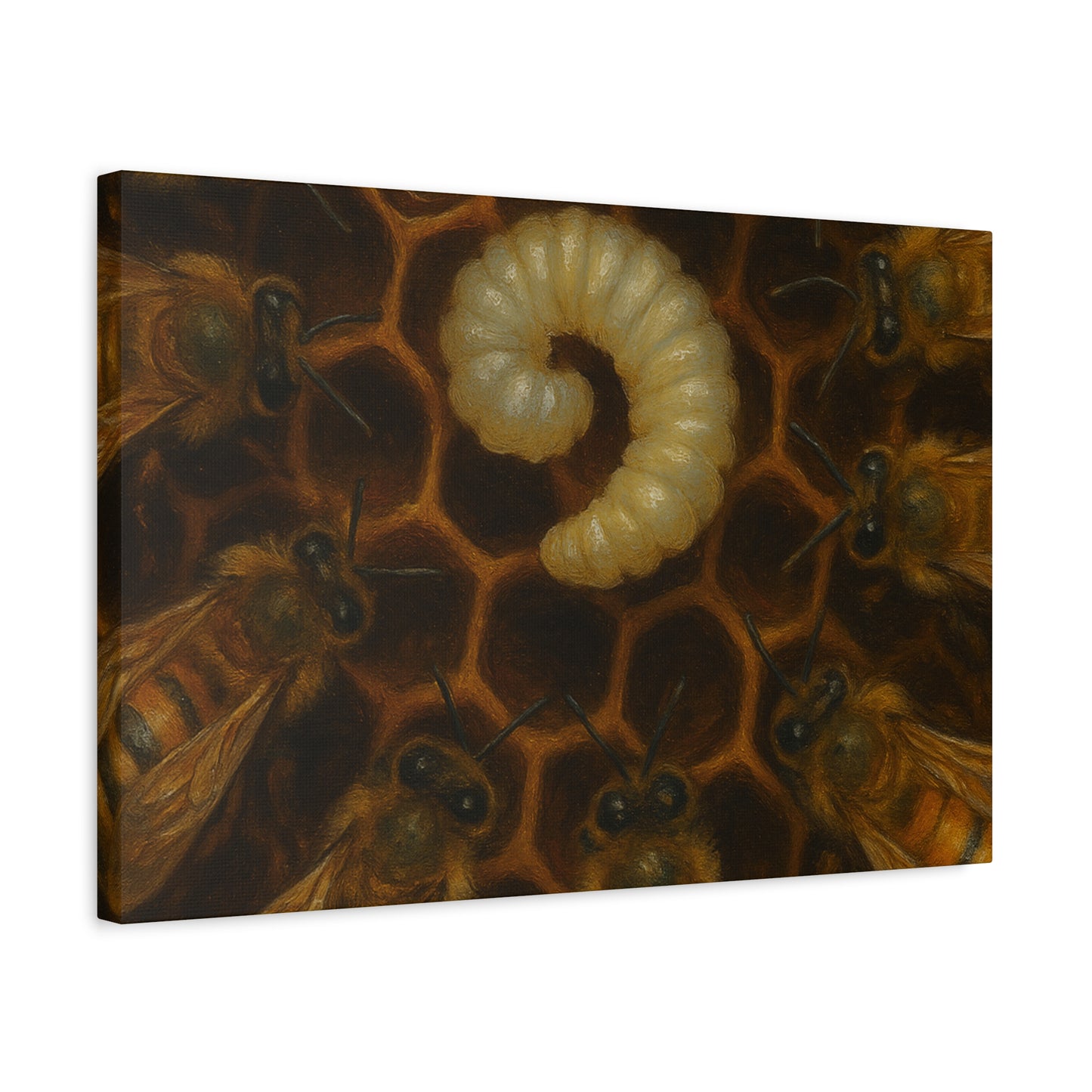 Bee Themed Wall Art Canvas, Honeycomb Decor, Nature Lover Gift, Nursery Decoration, Botanical Wall Art, Insect Art Print