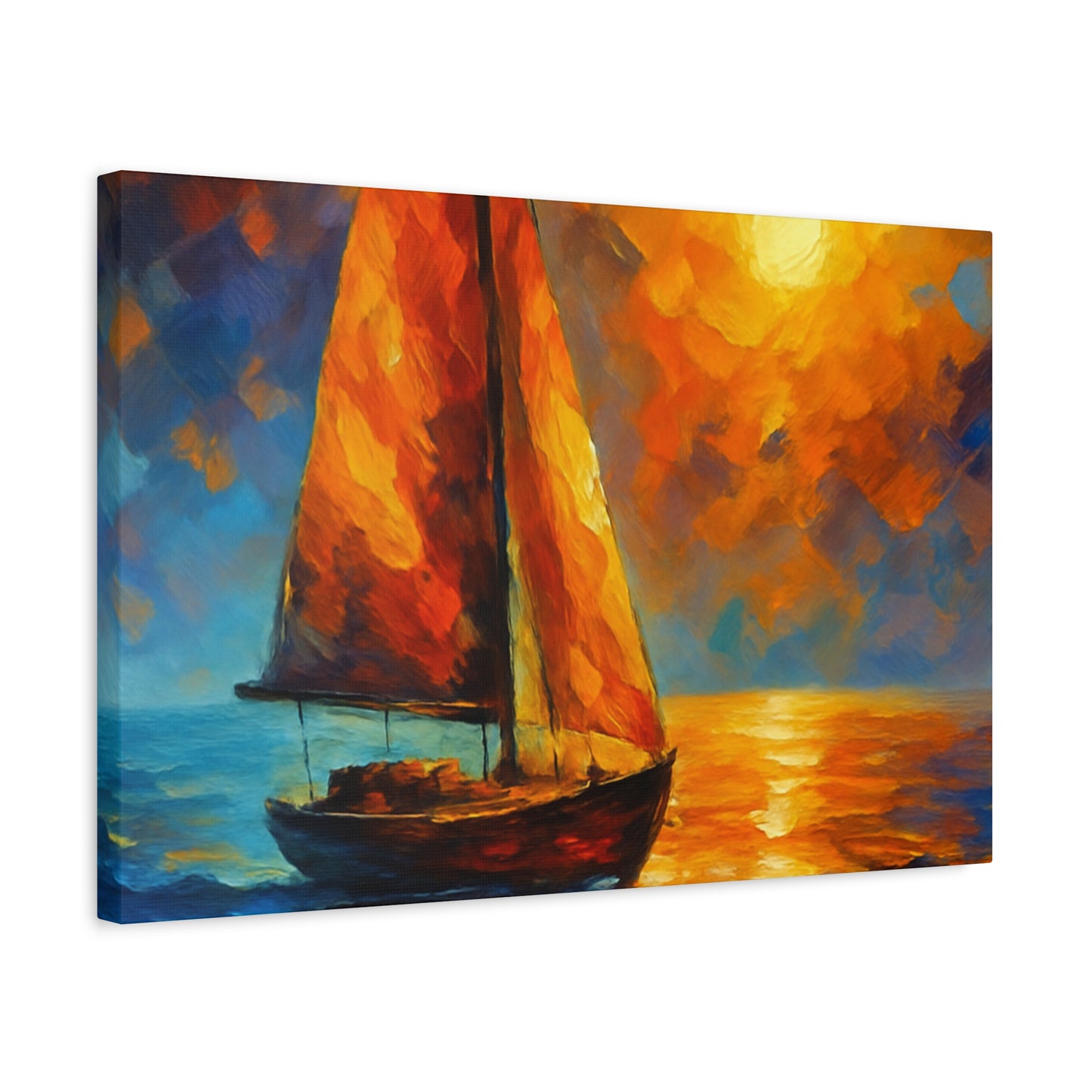 Canvas Art Print, Nautical Wall Decor, Sailboat Painting, Ocean Sunset, Home Decoration, Coastal Art