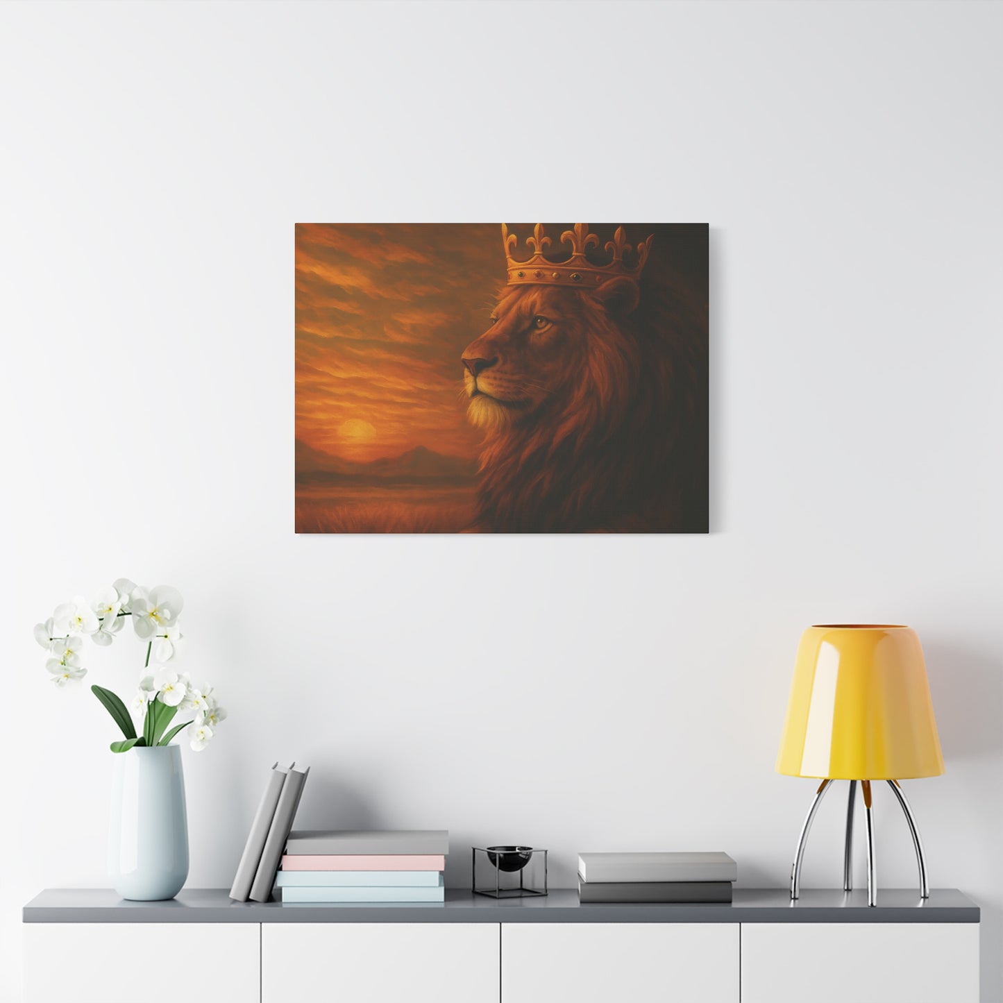 Majestic Lion Canvas Print, Animal Wall Art, Home Decor, Crowned Lion Artwork, Gift for Animal Lovers, Safari Themed Room