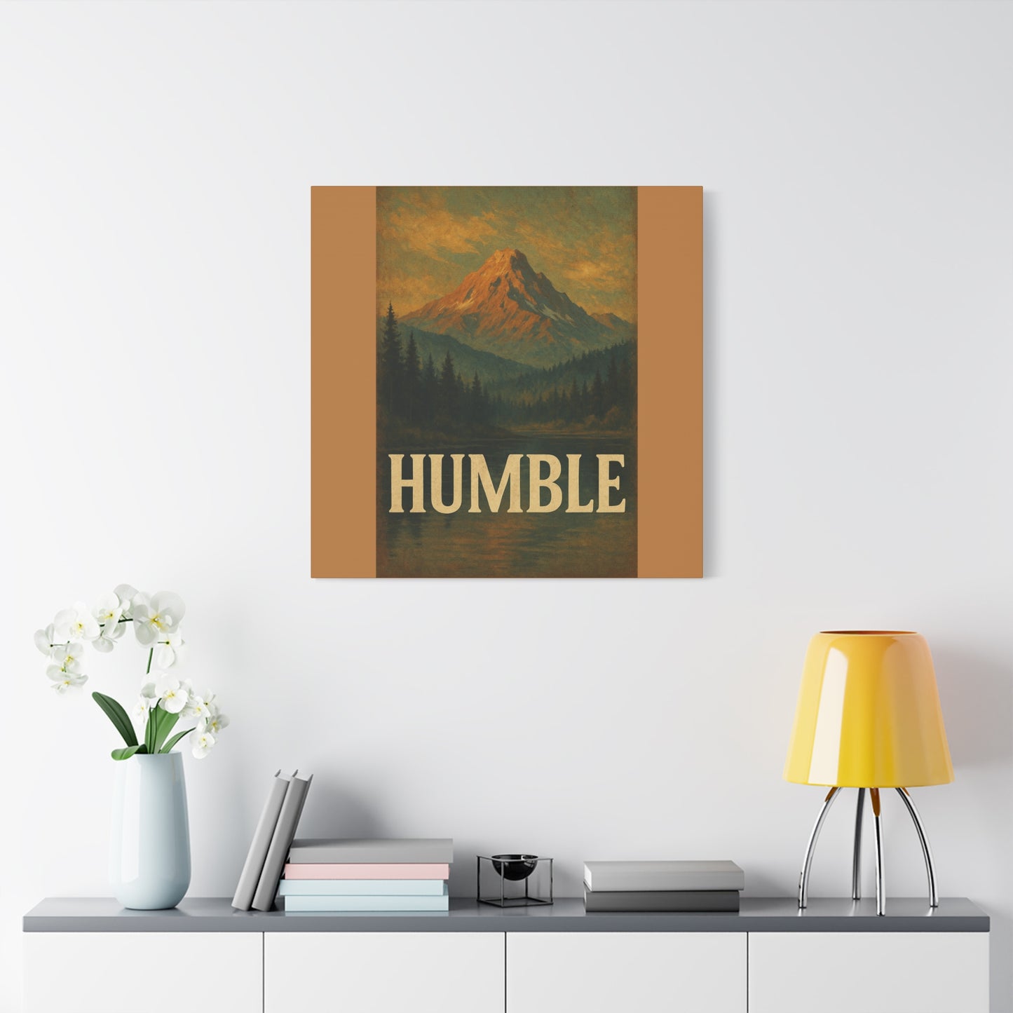 Humble Canvas Wall Art, Rustic Home Decor, Mountain Landscape Art, Inspirational Quotes Wall Art, Nature-Inspired Gift