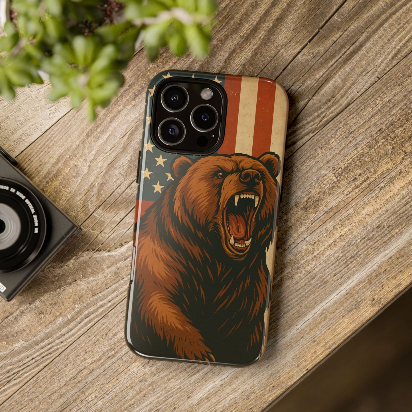 Tough Cases - Patriotic Bear Phone Case, Custom Phone Cover, Strong Protective Case, USA Flag Design, Gift for Outdoors Lovers