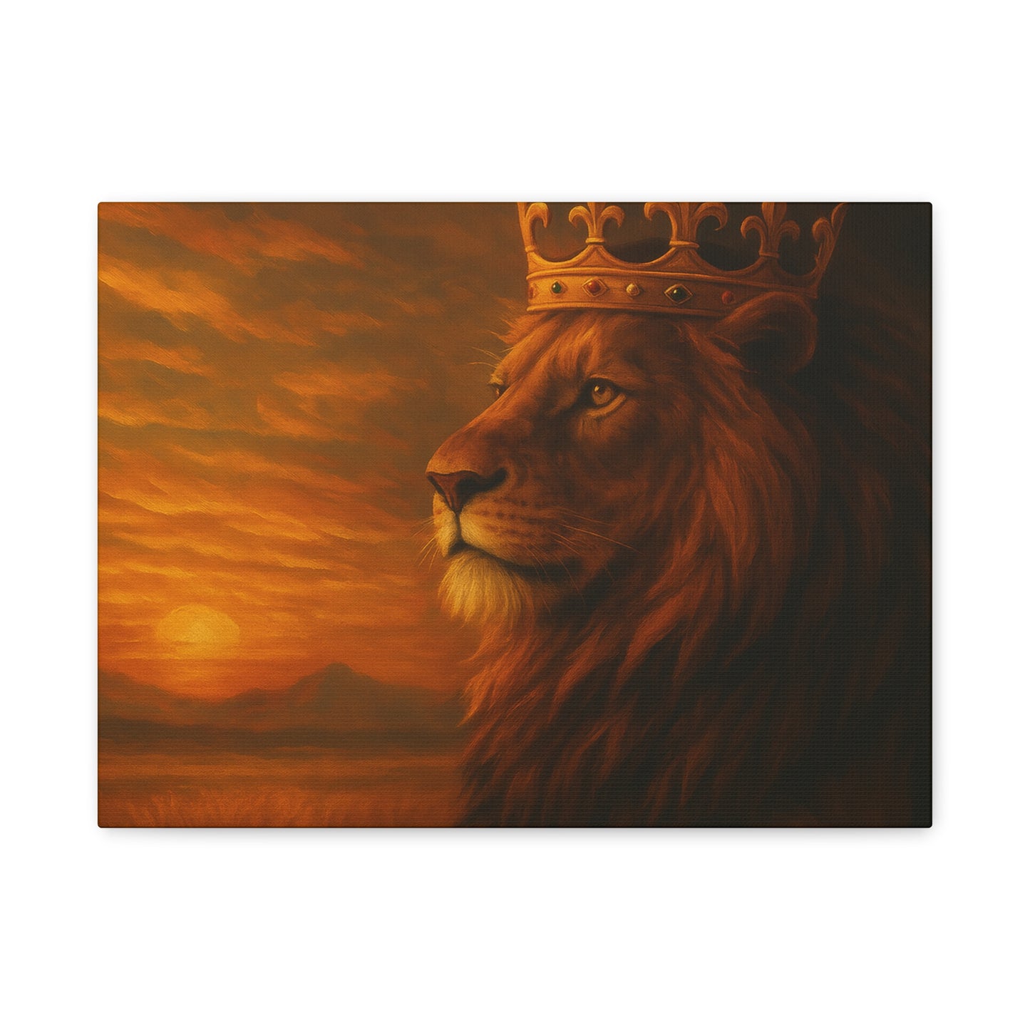 Majestic Lion Canvas Print, Animal Wall Art, Home Decor, Crowned Lion Artwork, Gift for Animal Lovers, Safari Themed Room