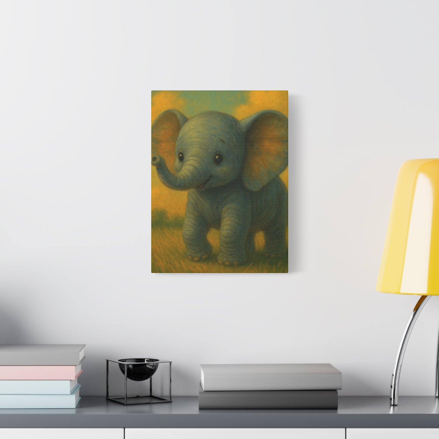 Elephant Canvas Art Print, Cute Nursery Wall Decor, Kids Room Art, Baby Shower Gift, Animal Lover Gift