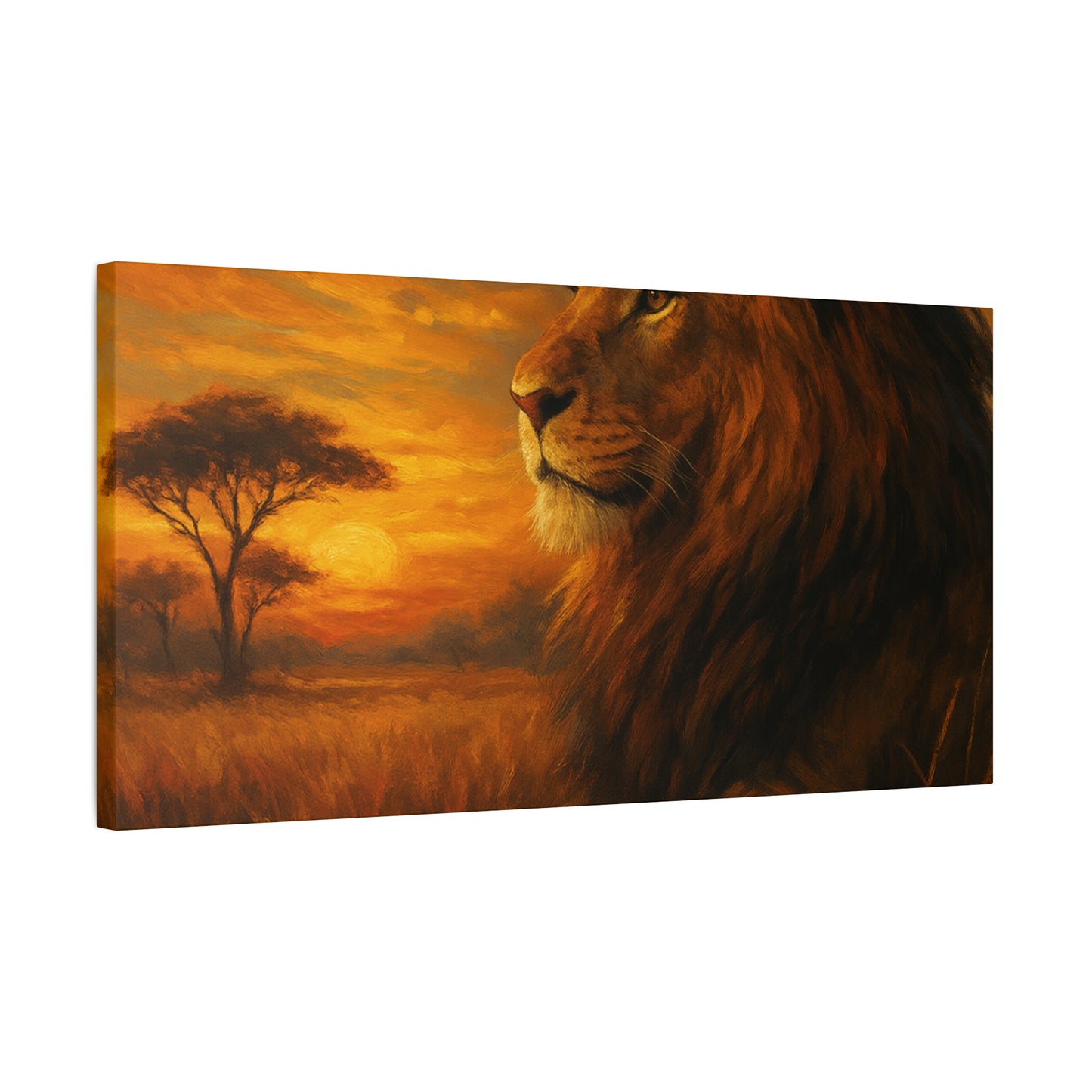 King of the Savanna - Lion Sunset Canvas