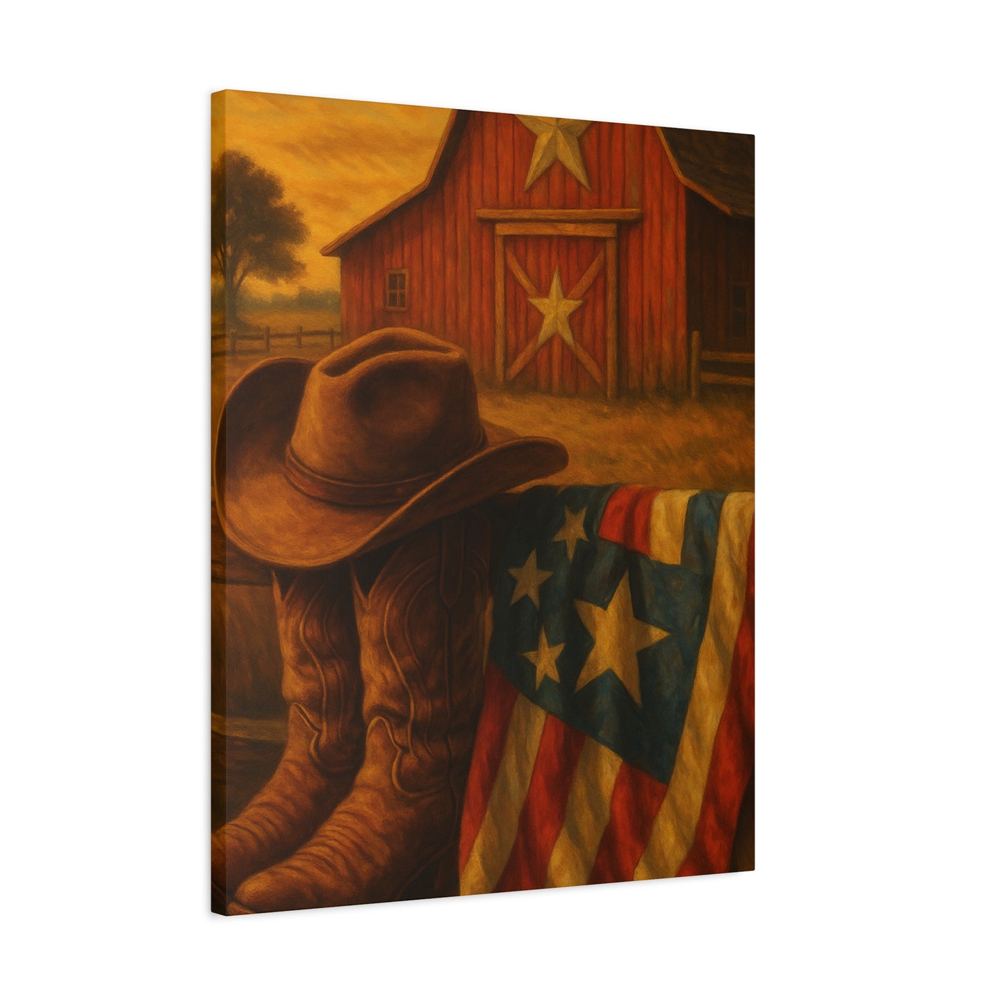 Rustic Canvas Art Print, Western Decor, Cowboy Hat and Boots, Americana Wall Art, Perfect Gift for Country Lovers