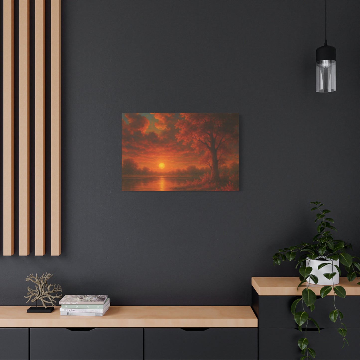Serene Sunset Canvas Wall Art, Nature Decor, Home Aesthetic, Gift for Art Lovers, Inspiring Wall Hanging, Living Room Decoration