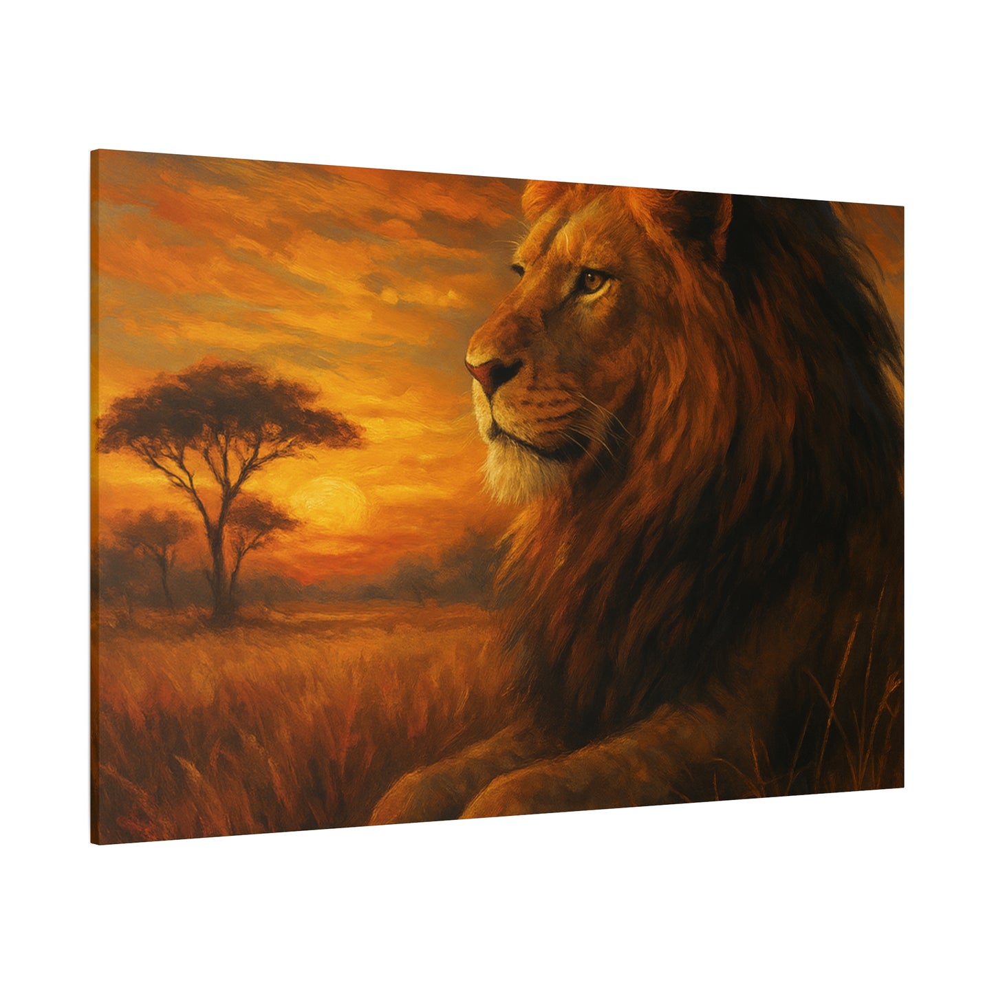King of the Savanna - Lion Sunset Canvas