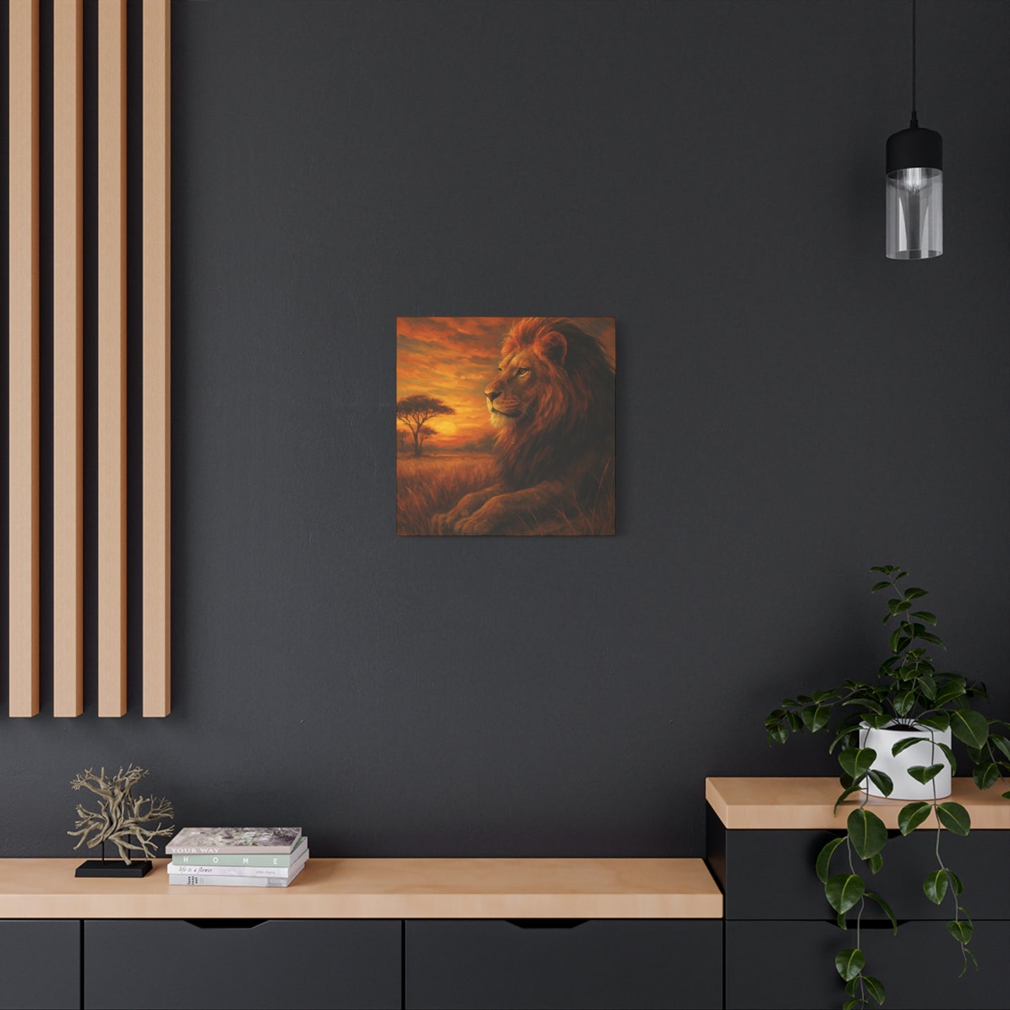 King of the Savanna - Lion Sunset Canvas
